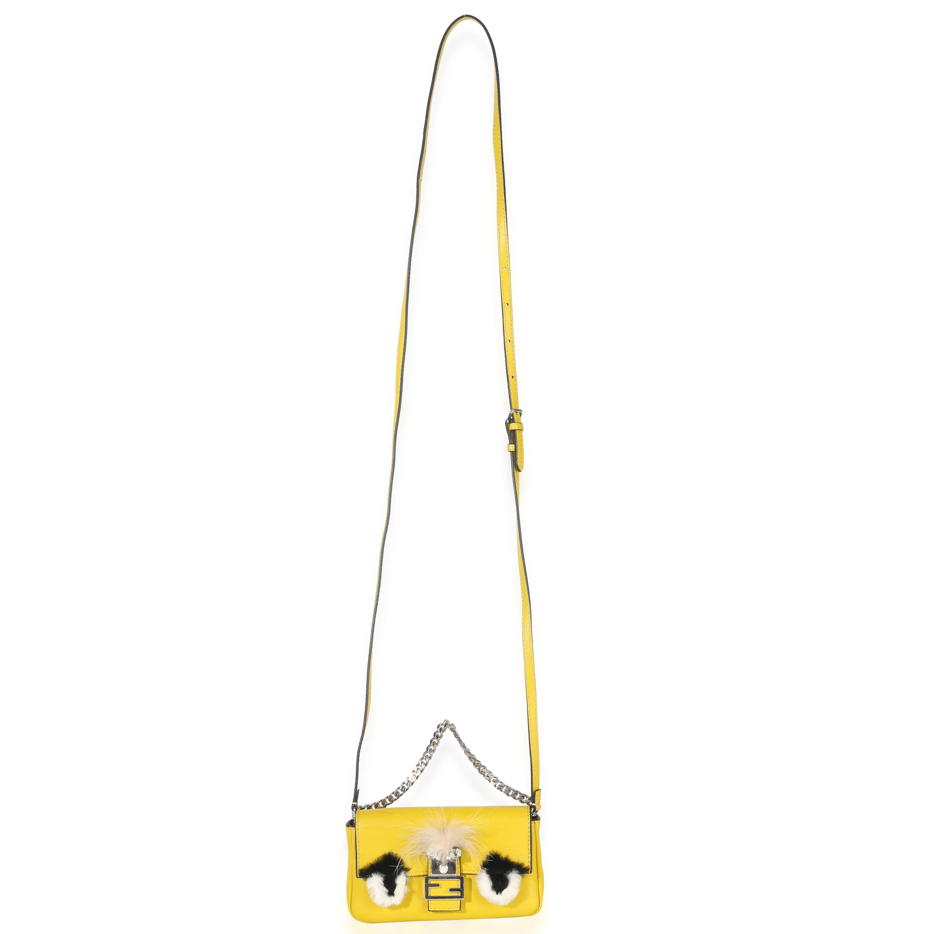 Yellow Leather Fox Fur Buggie Micro Baguette - Image 9