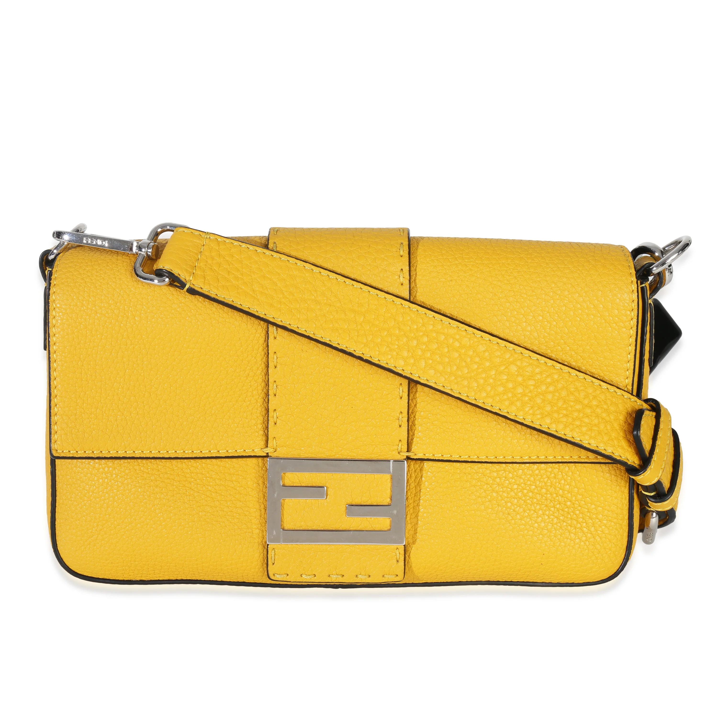 Yellow Cuoio Romano Selleria Belt Baguette Bag