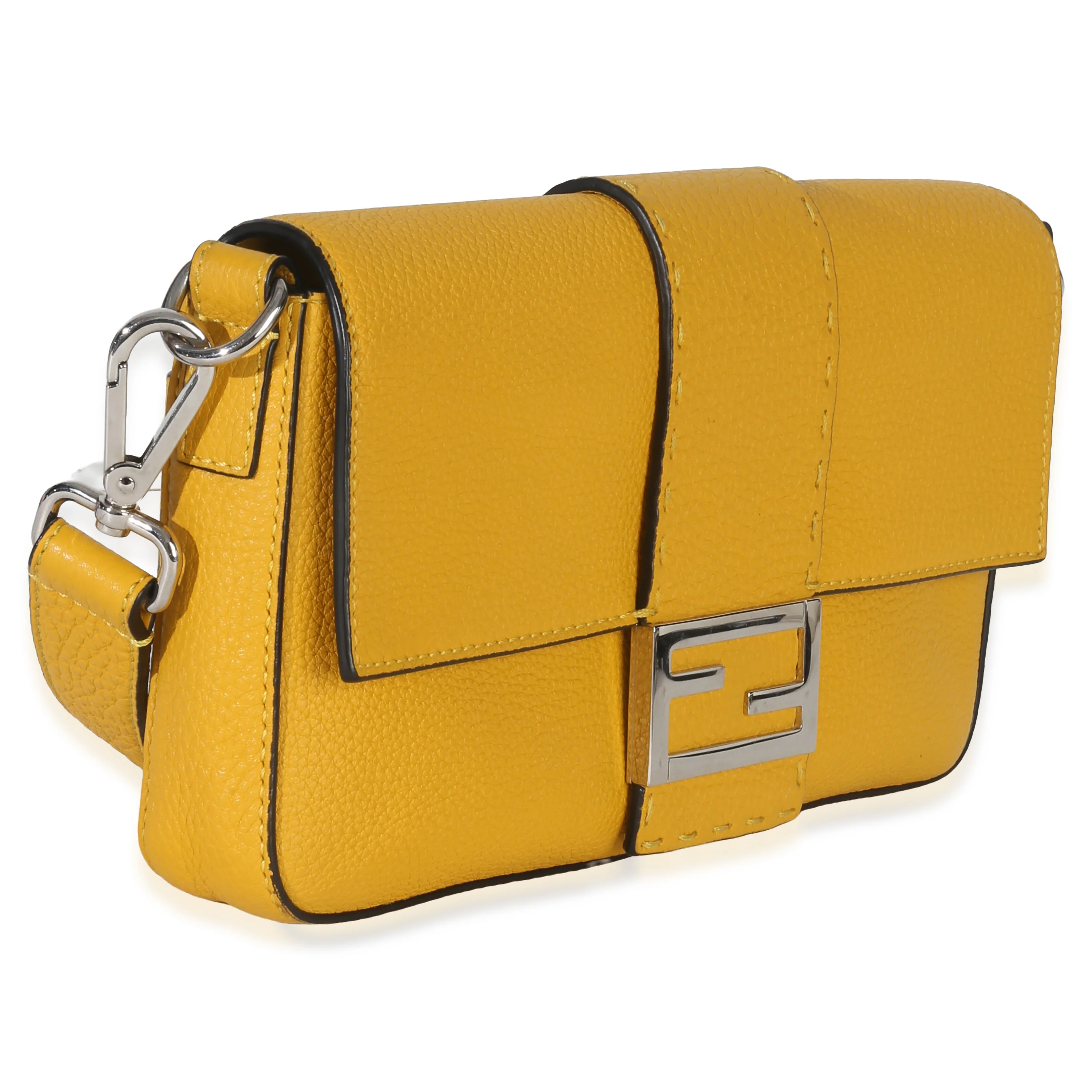 Yellow Cuoio Romano Selleria Belt Baguette Bag - Image 3