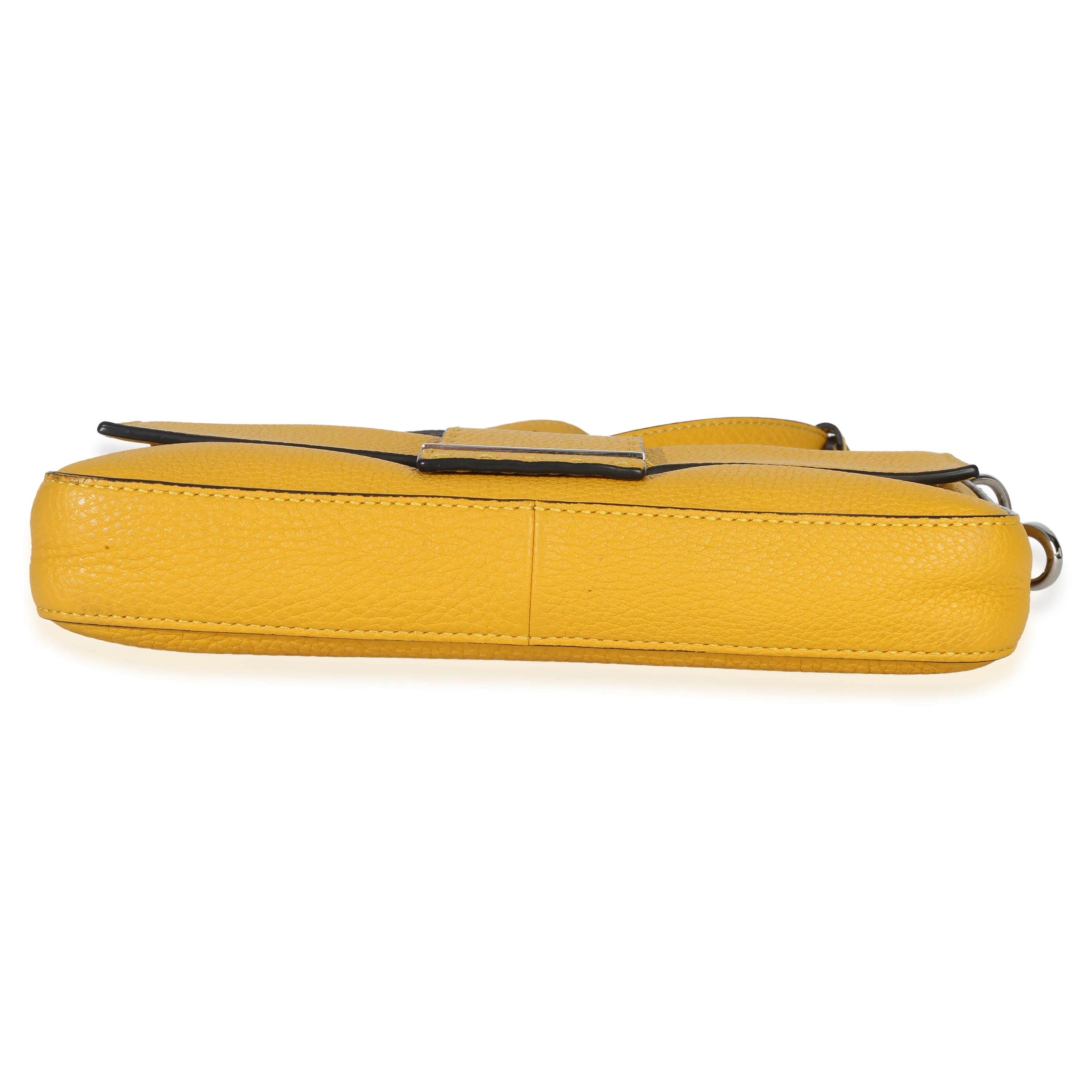 Yellow Cuoio Romano Selleria Belt Baguette Bag - Image 5