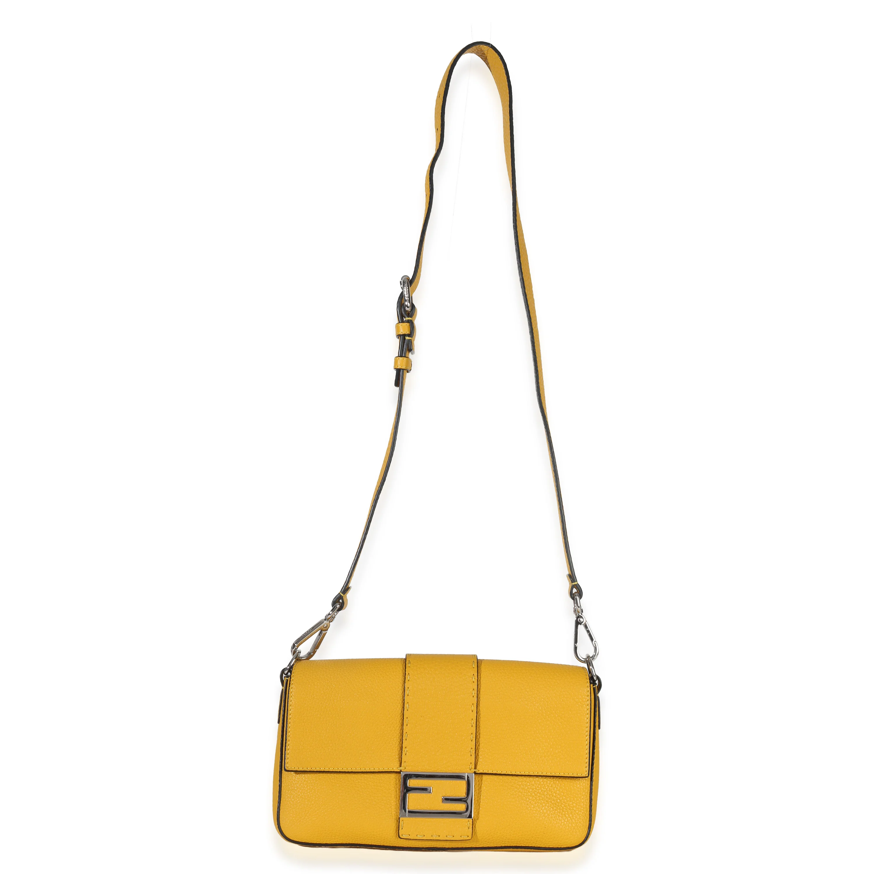 Yellow Cuoio Romano Selleria Belt Baguette Bag - Image 8