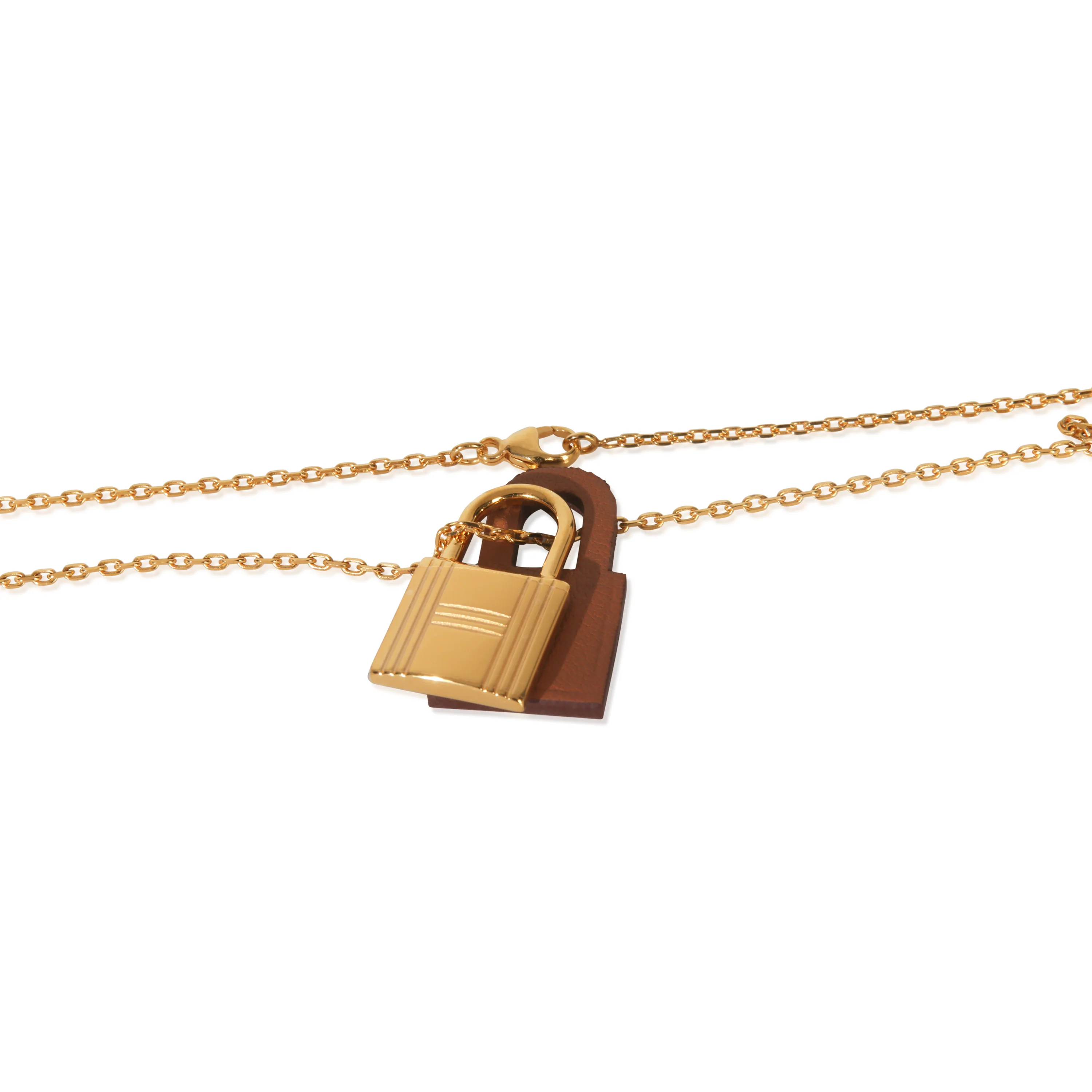Gold-Plated  Leather OKelly Lock Pendant - Image 2