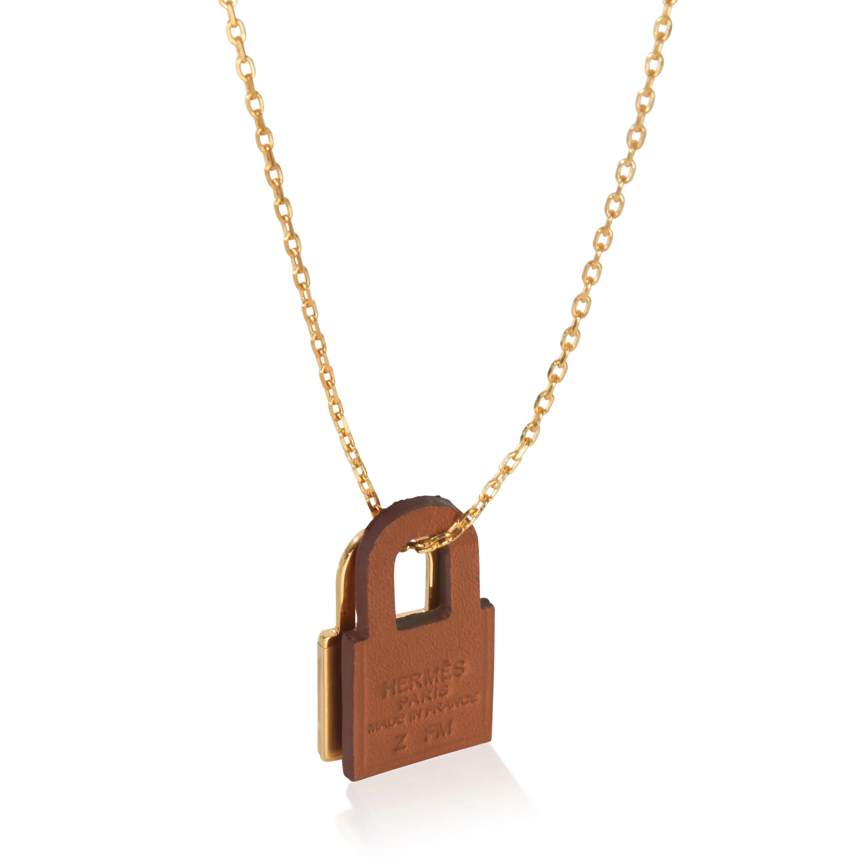 Gold-Plated  Leather OKelly Lock Pendant - Image 3