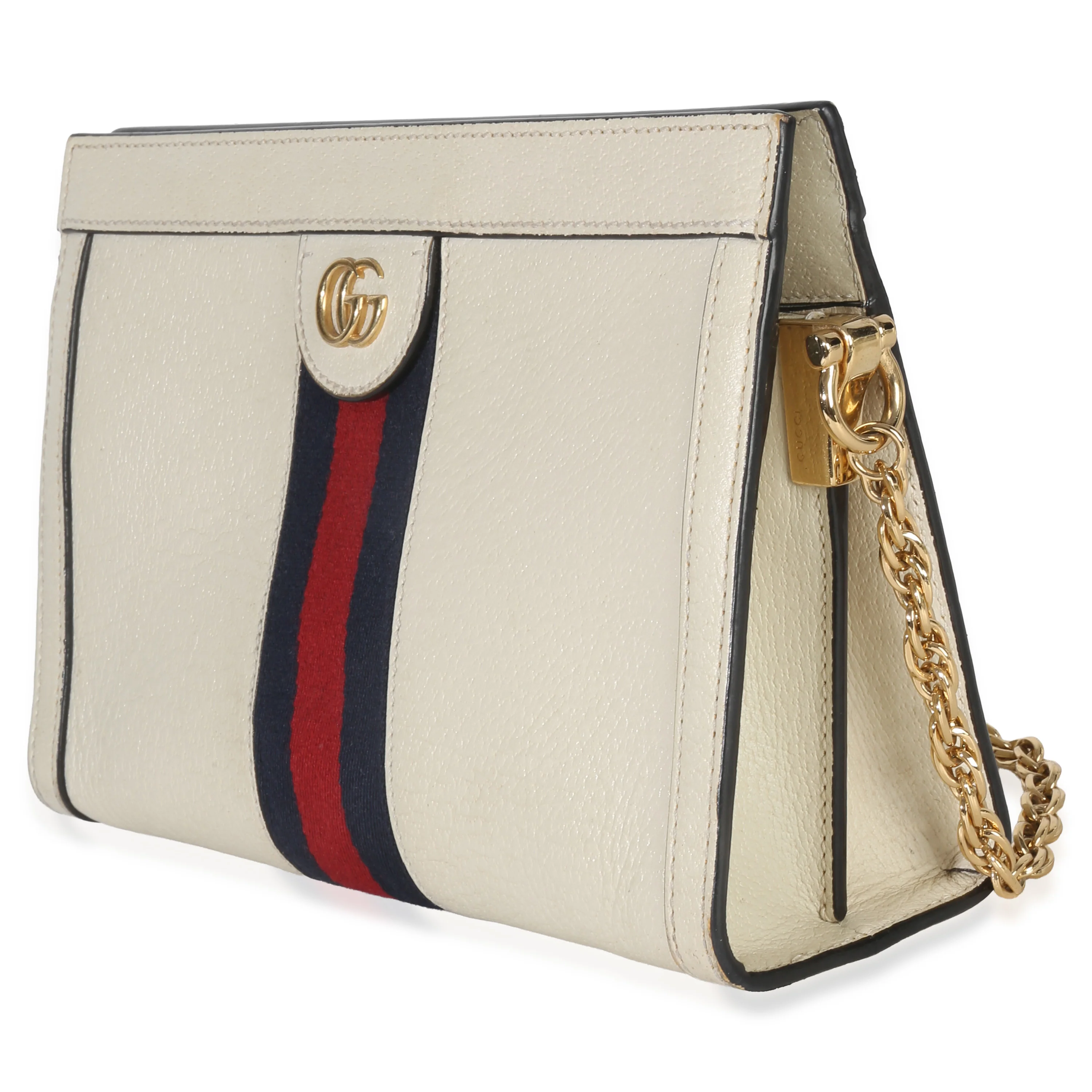 White Leather Small Ophidia Chain Shoulder Bag - Image 2