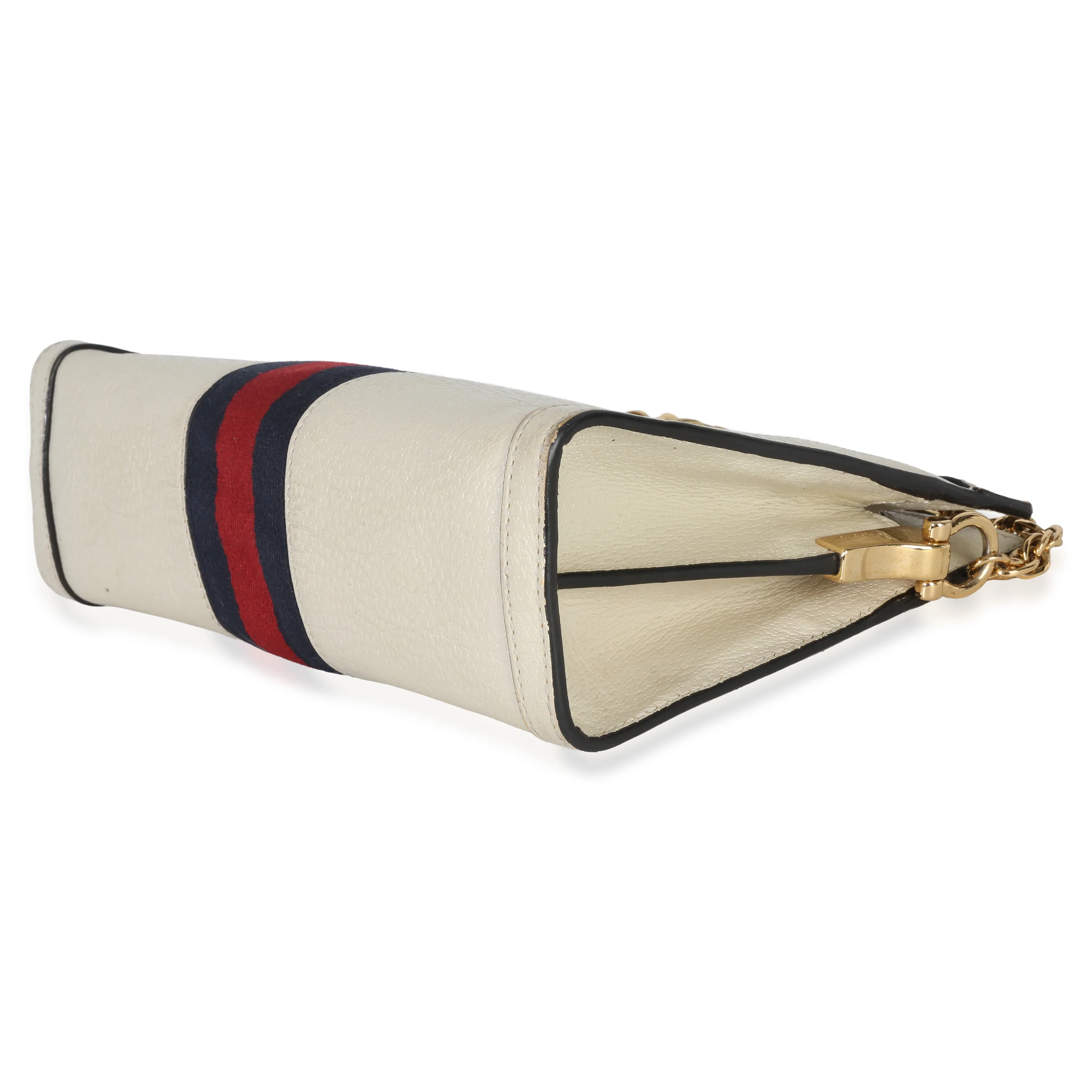 White Leather Small Ophidia Chain Shoulder Bag - Image 6