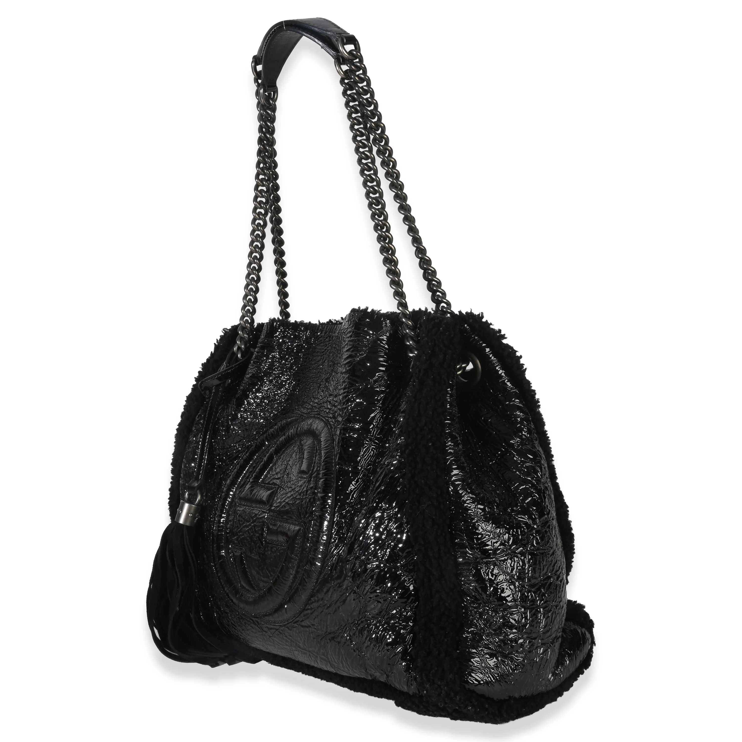 Black Patent Shearling Medium Soho Hobo - Image 2