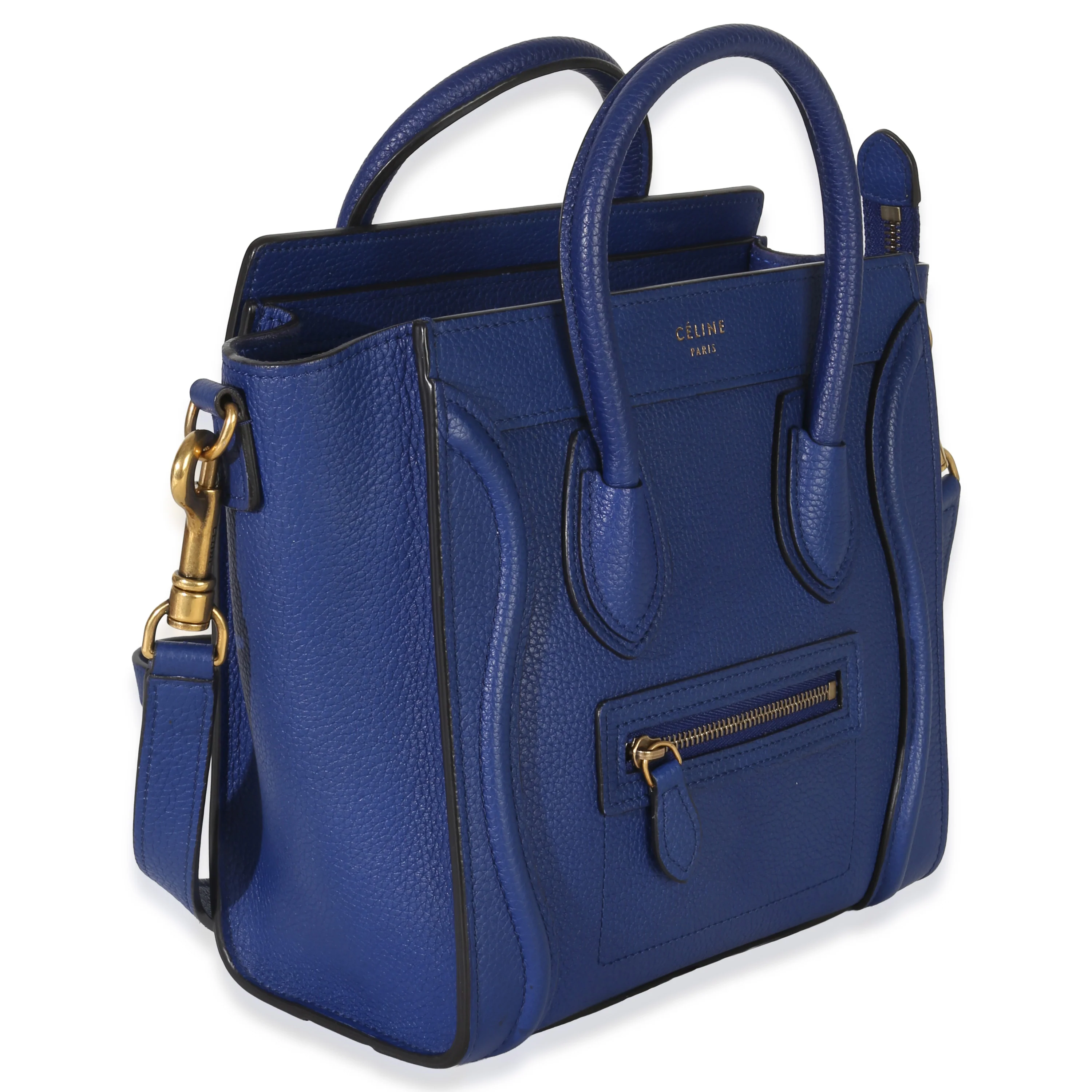 Blue Drummed Calfskin Nano Luggage Tote - Image 3