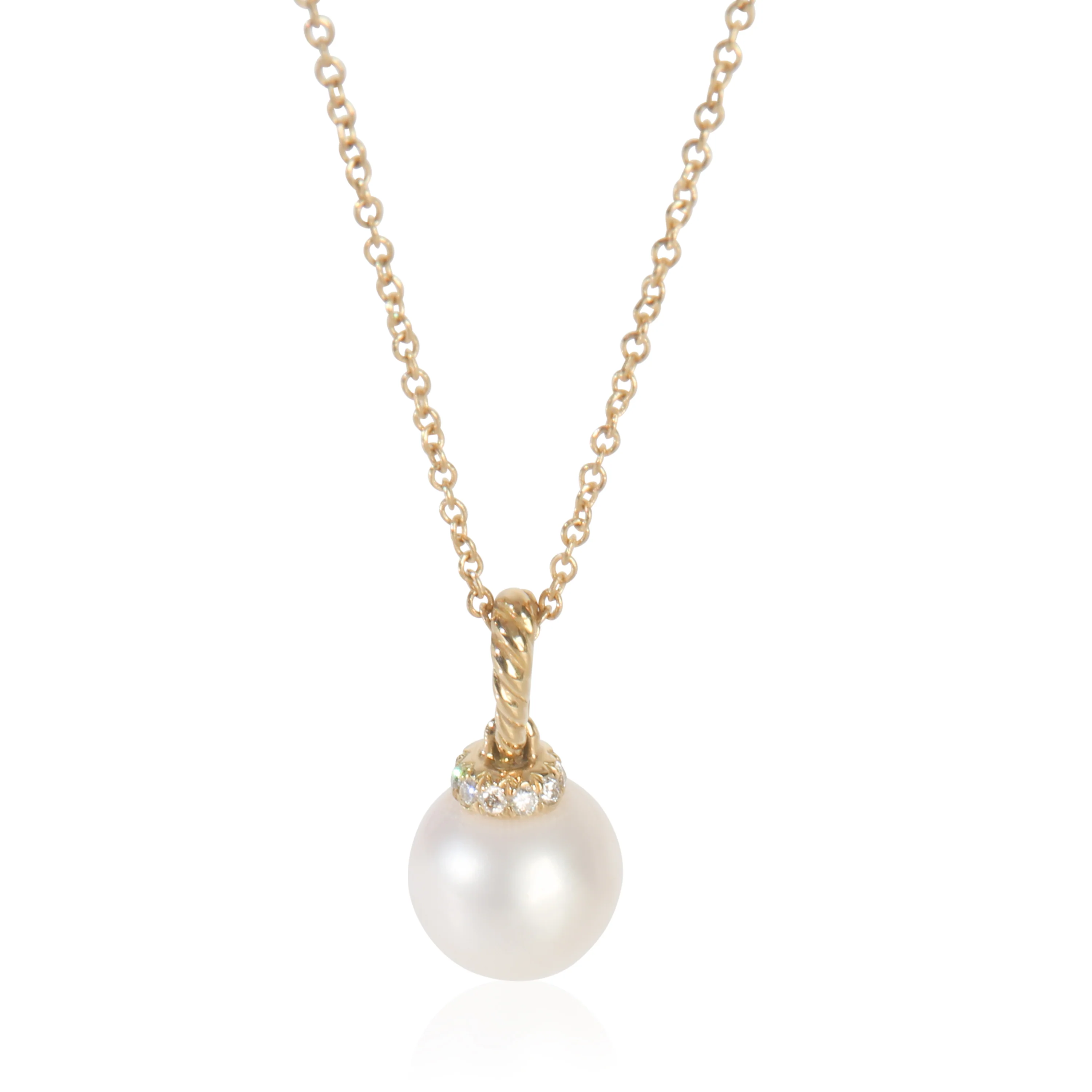 Yellow Gold Pearl and Diamond Petite Solari Pendant - Image 2
