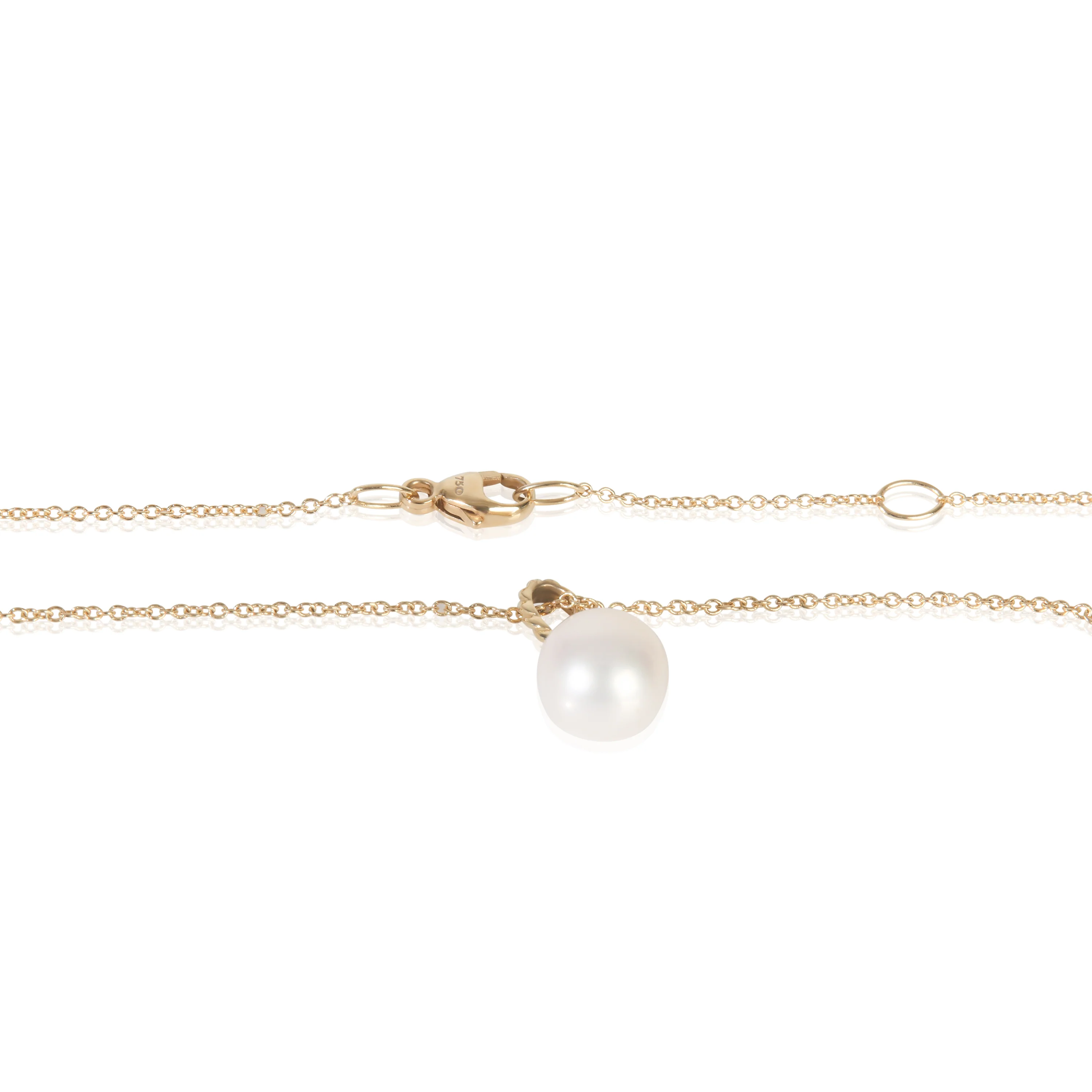 Yellow Gold Pearl and Diamond Petite Solari Pendant - Image 3