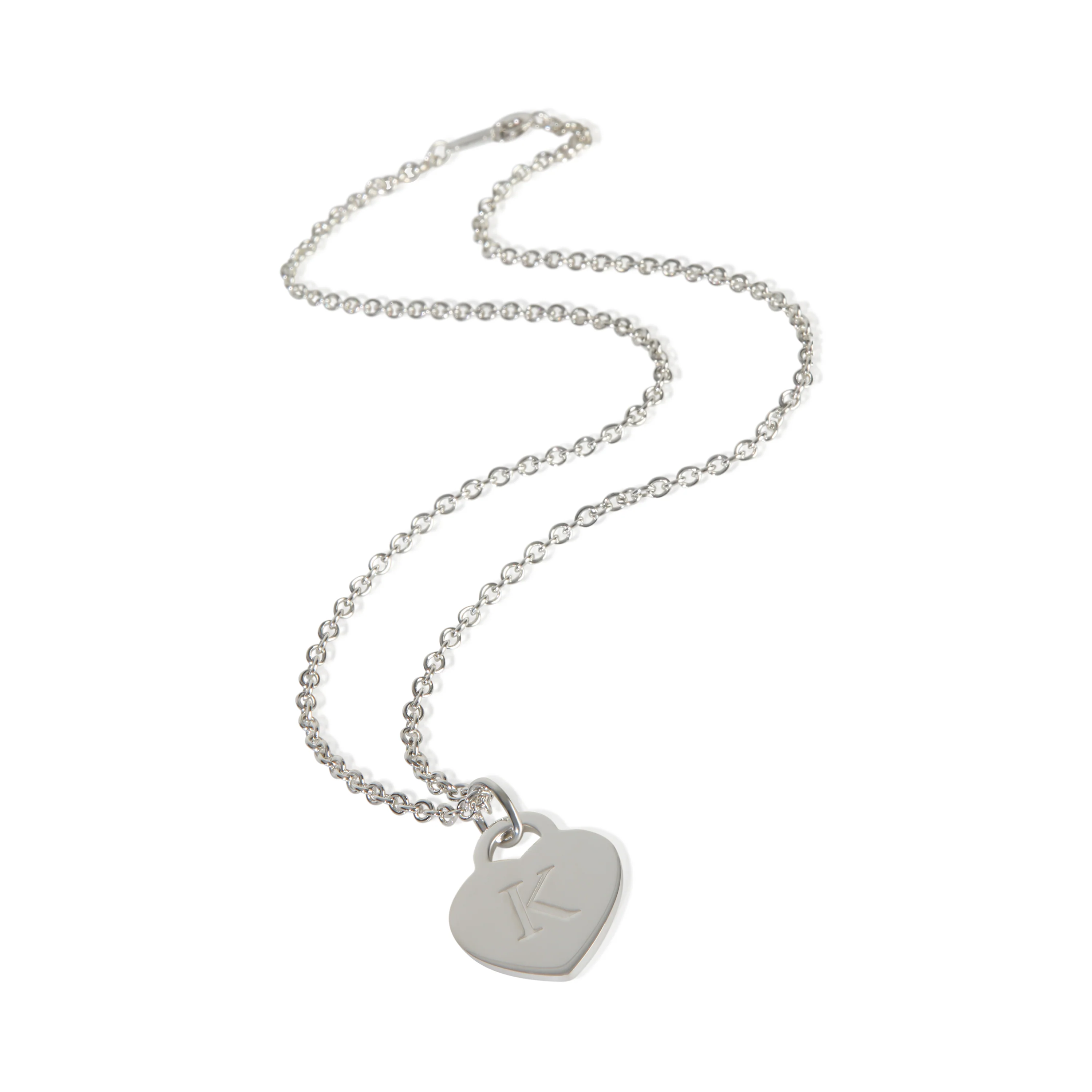 Sterling Silver  Initial K Heart Pendant - Image 3
