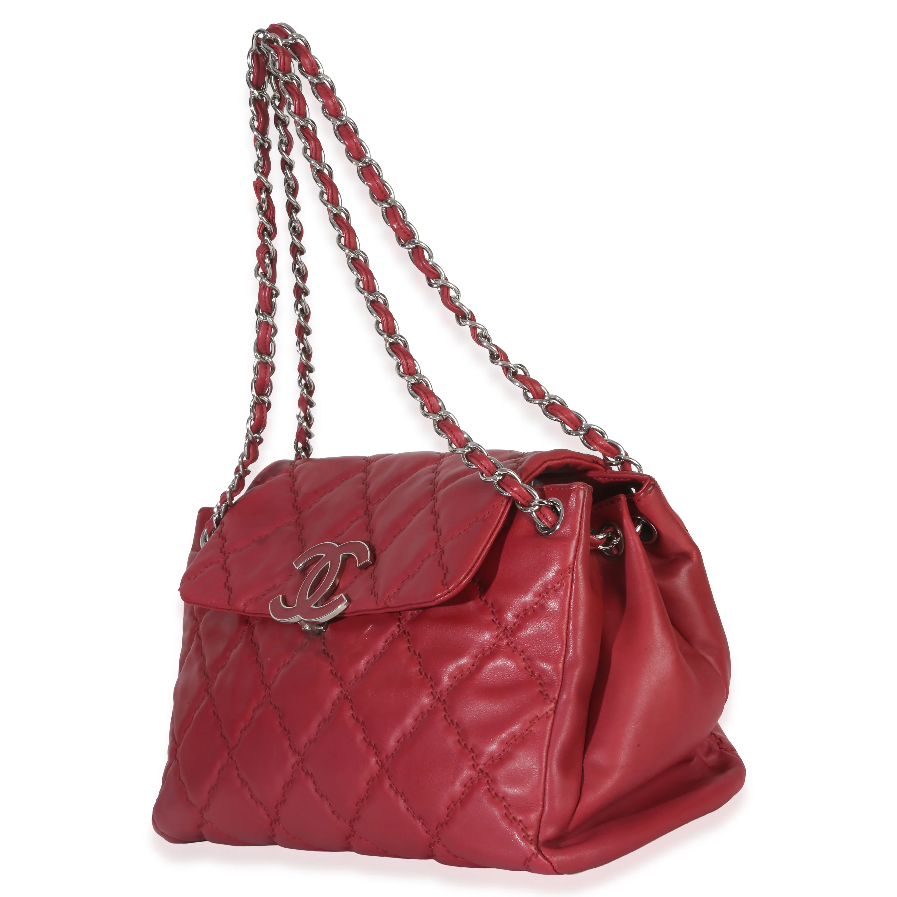 Red Quilted Lambskin Hampton Large Flap Bag - Image 2
