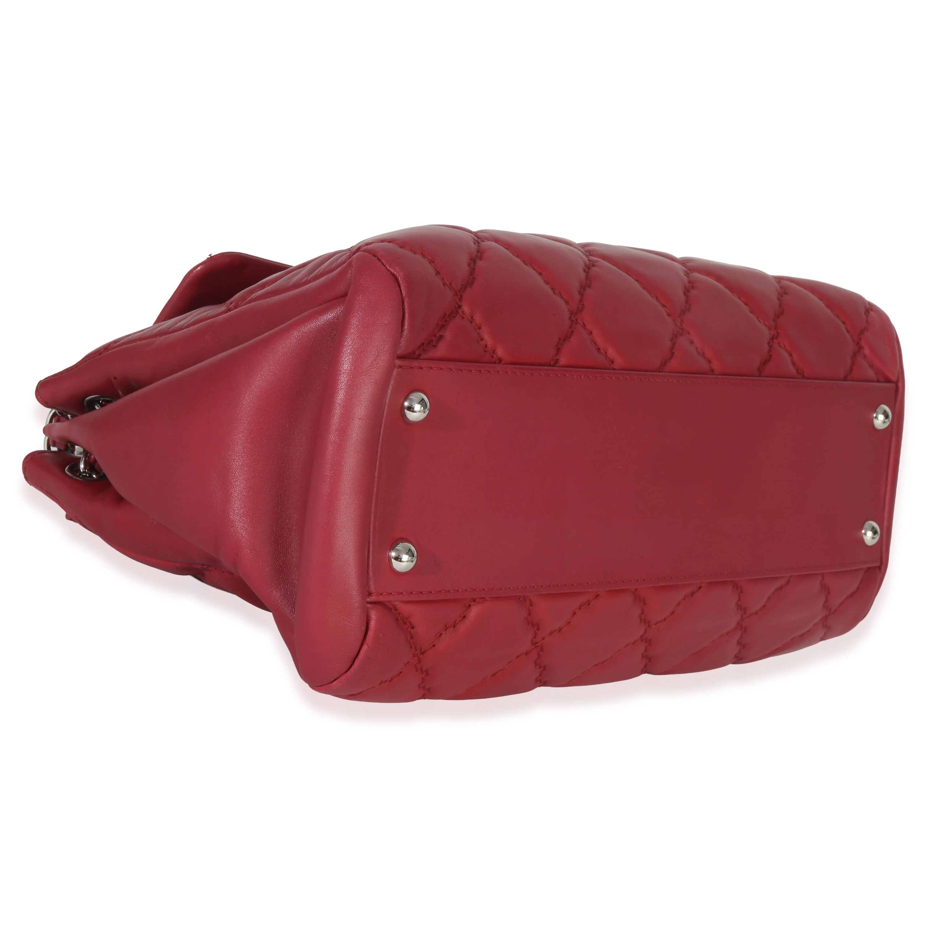 Red Quilted Lambskin Hampton Large Flap Bag - Image 6