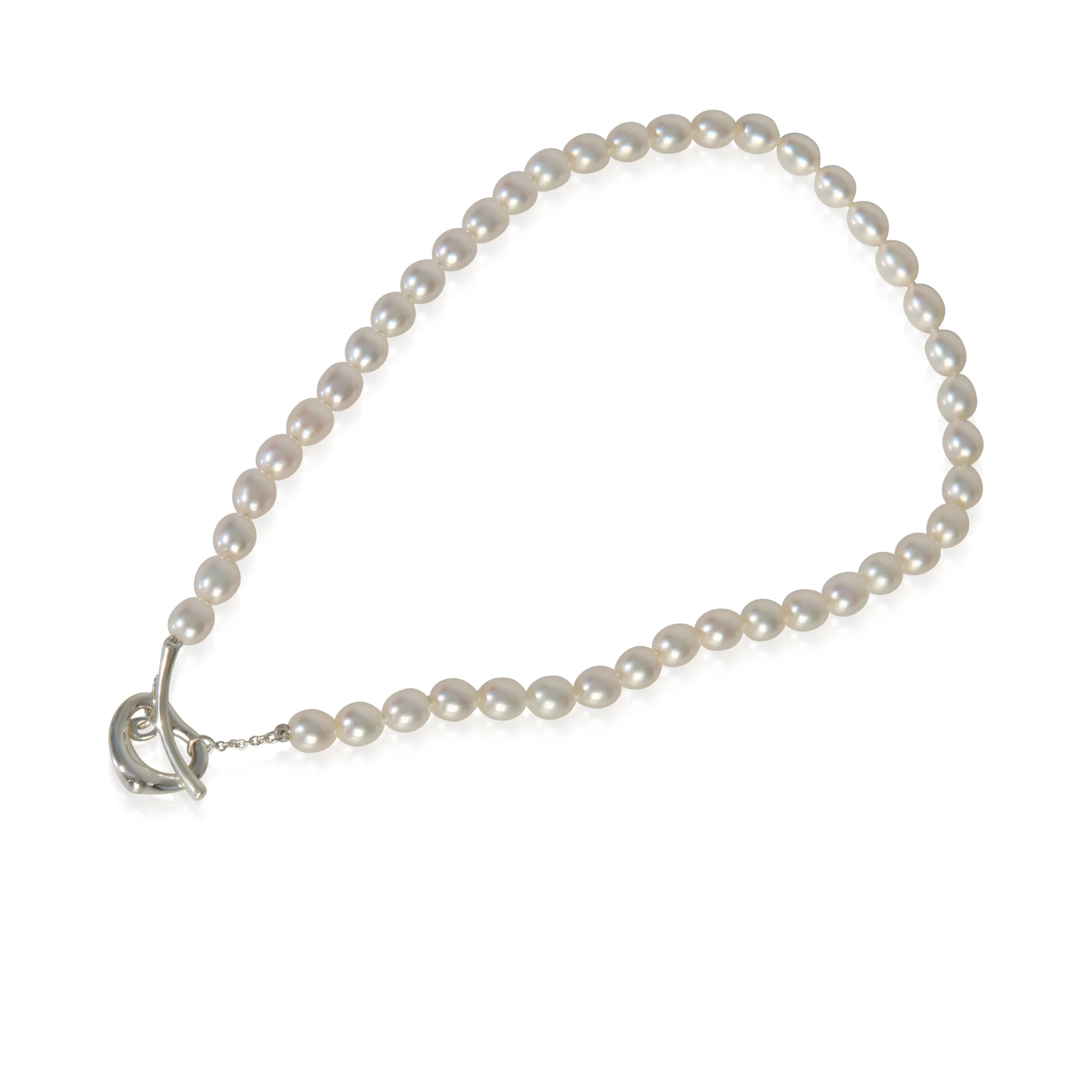 Sterling Silver Pearl Elsa Peretti Open Heart Necklace - Image 3