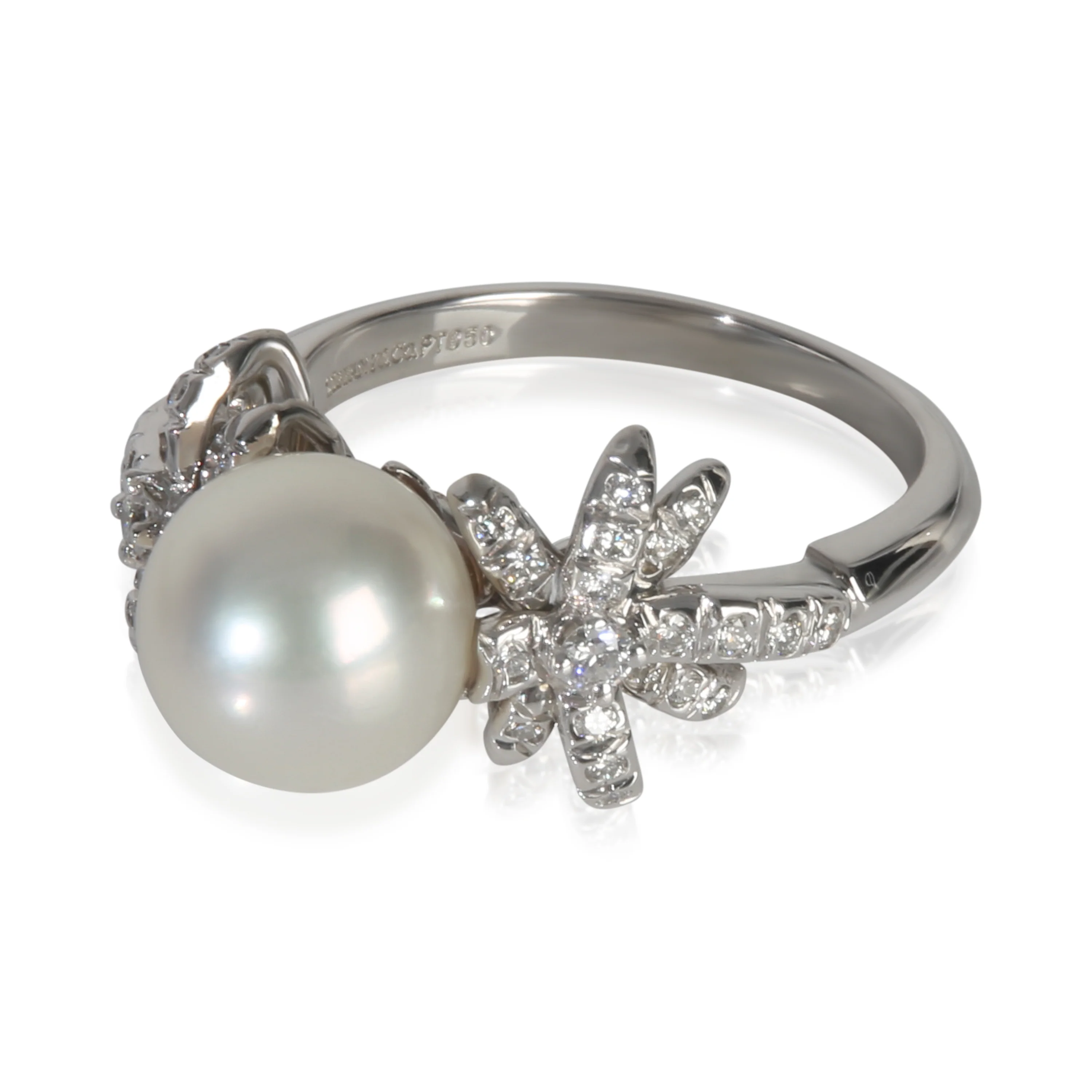 Platinum Pearl and Diamond Fireworks Ring - Image 2