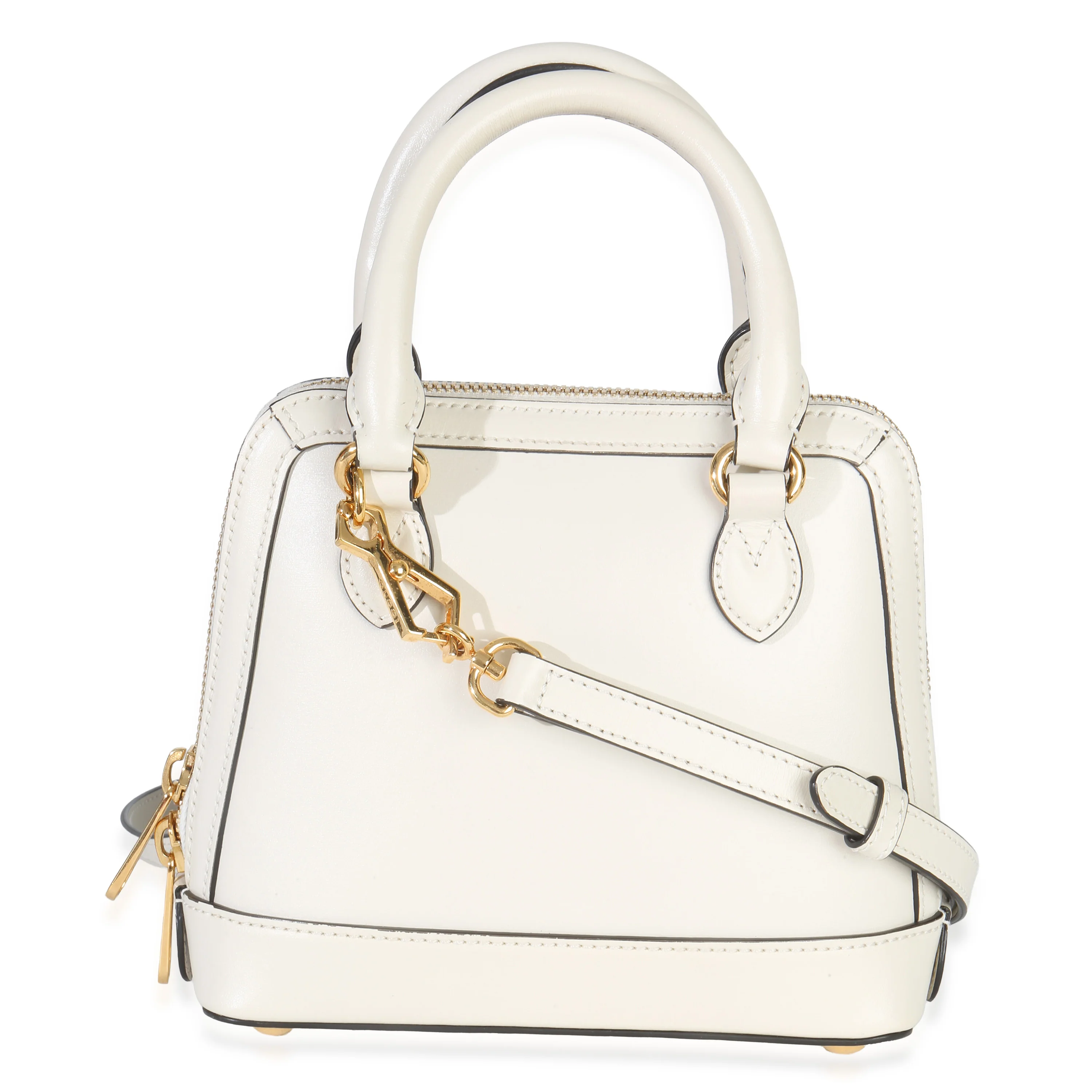White Smooth Leather Small 1955 Horsebit Top Handle Bag - Image 4