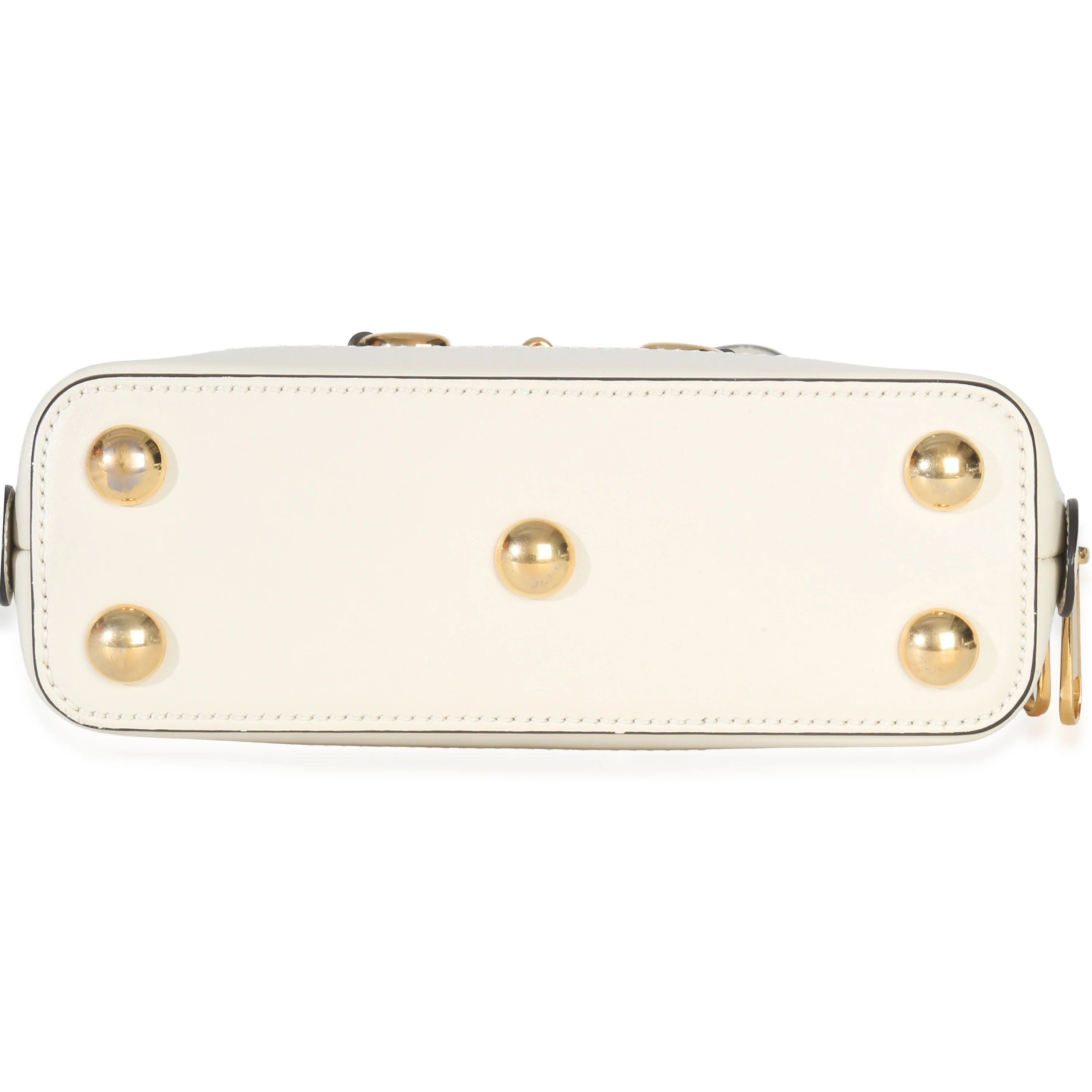 White Smooth Leather Small 1955 Horsebit Top Handle Bag - Image 5