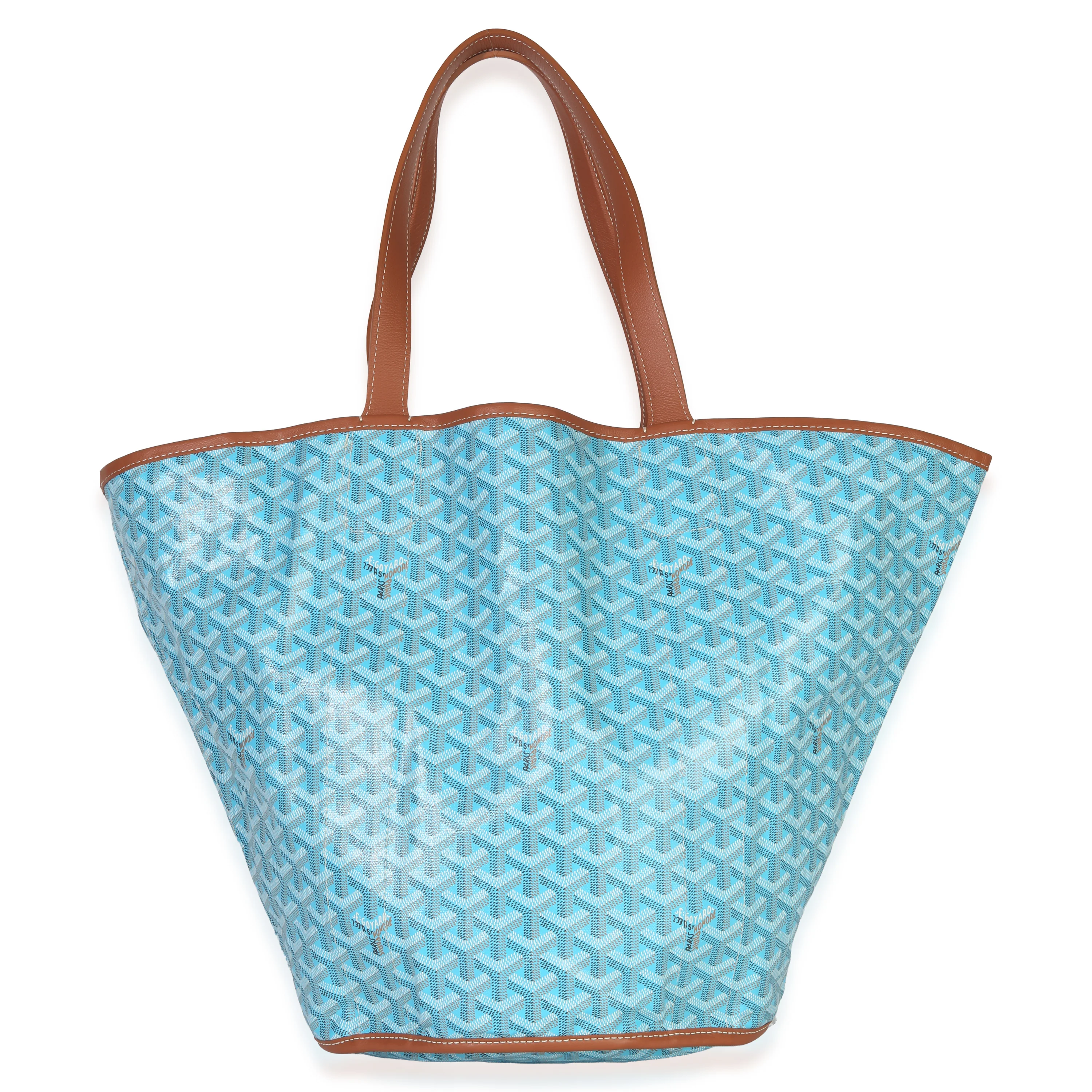 Turqouise Goyardine Canvas Reversible Belharra Tote - Image 3