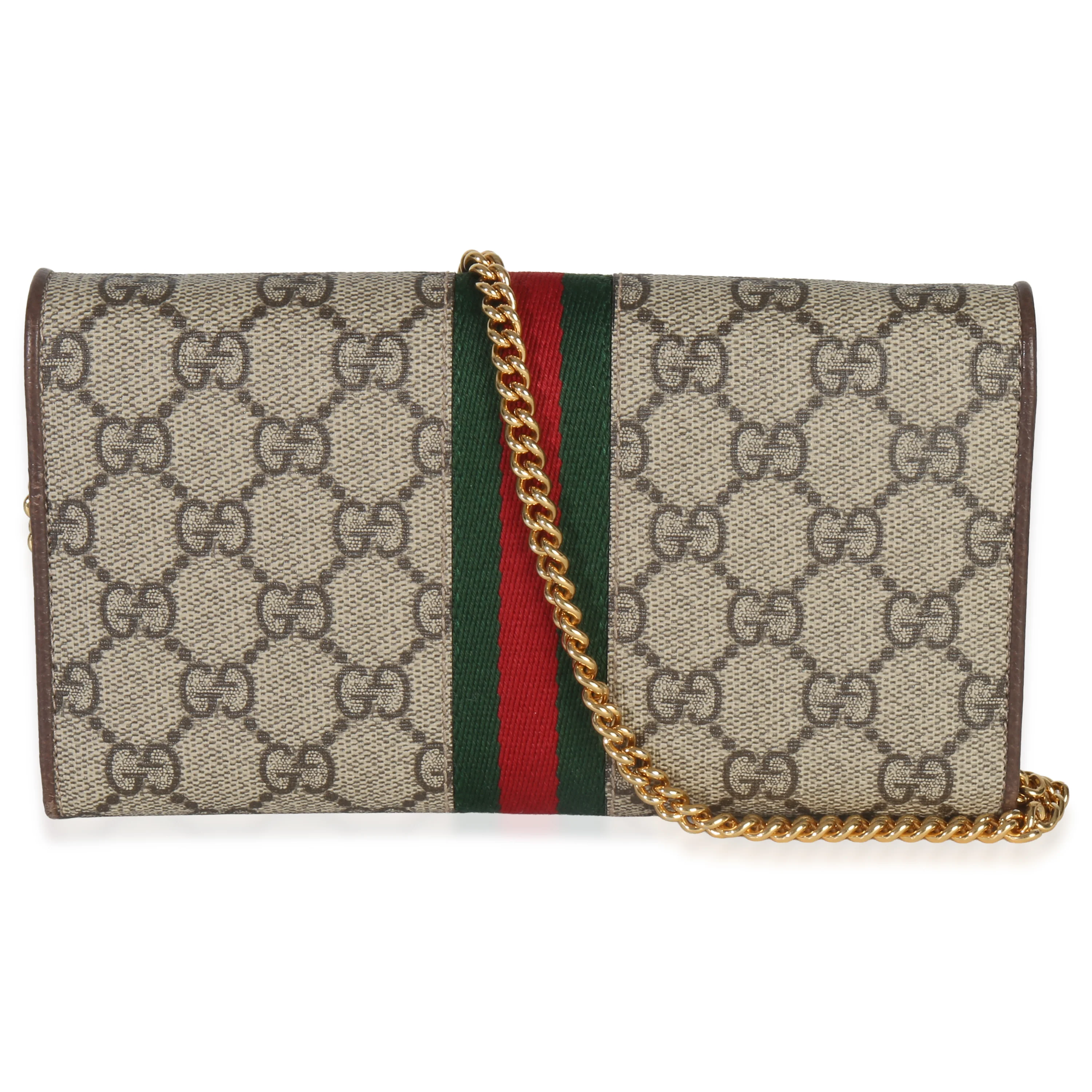 Beige GG Supreme Canvas Ophidia Wallet On Chain - Image 4