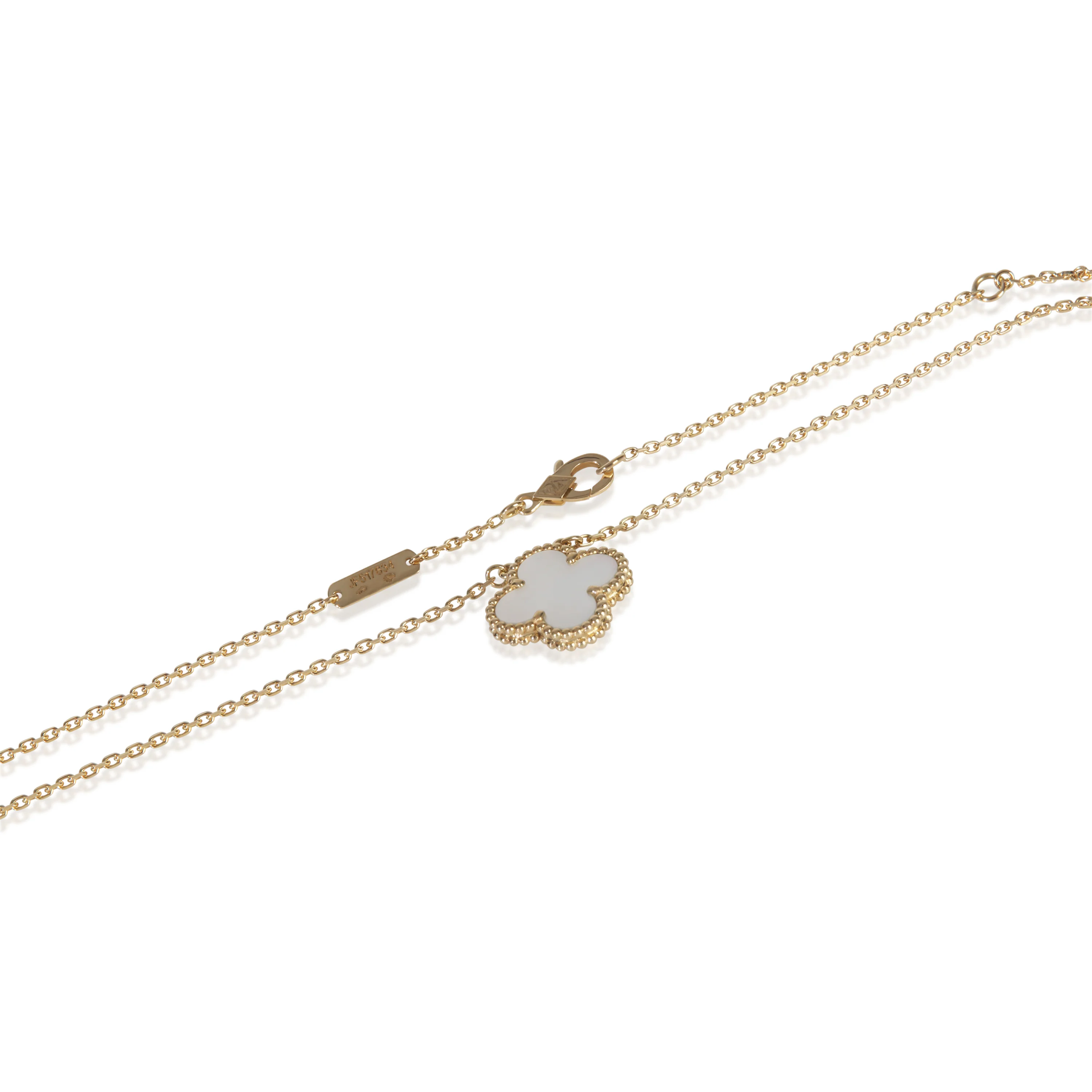 Yellow Gold Mother Of Pearl Vintage Alhambra Pendant - Image 2