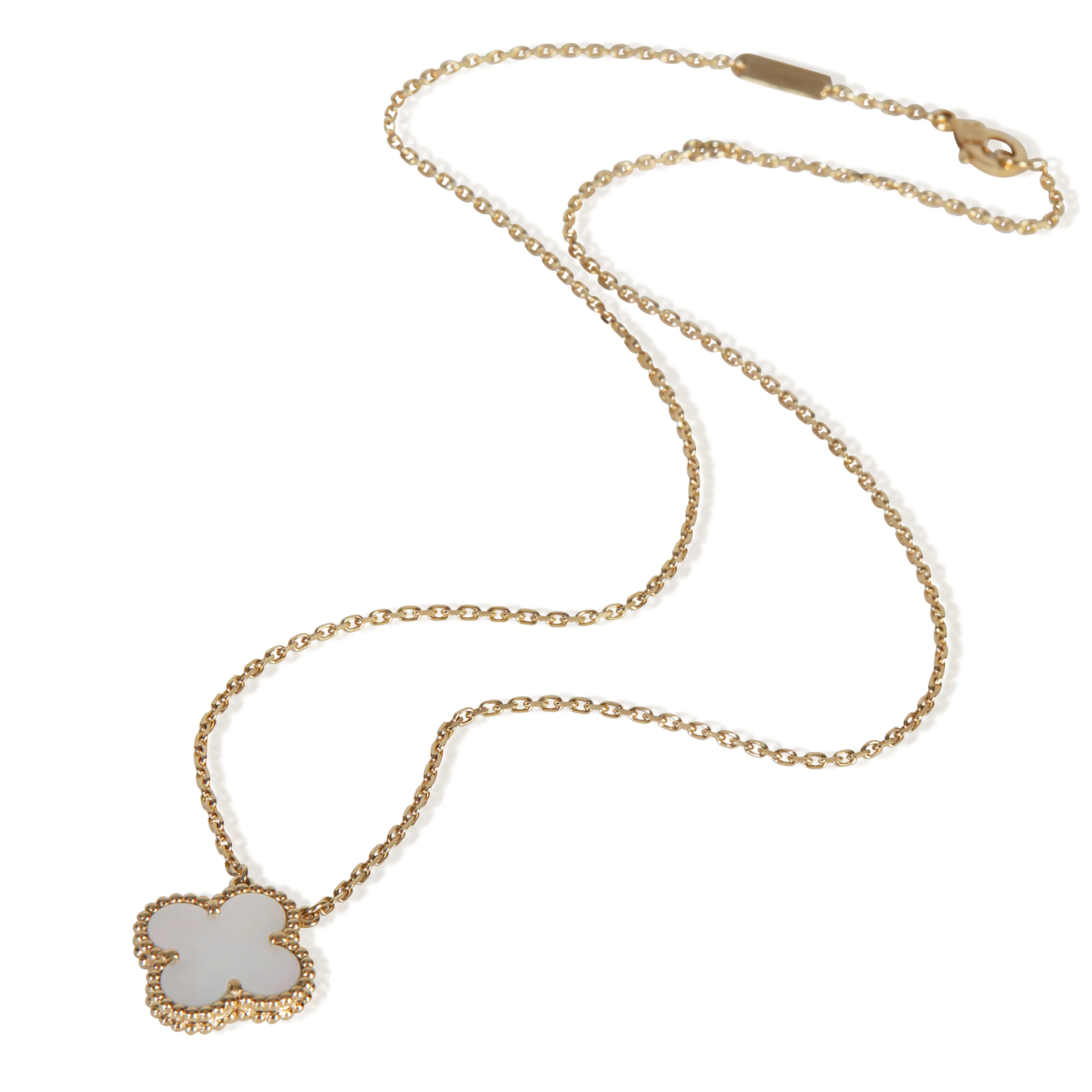 Yellow Gold Mother Of Pearl Vintage Alhambra Pendant - Image 3