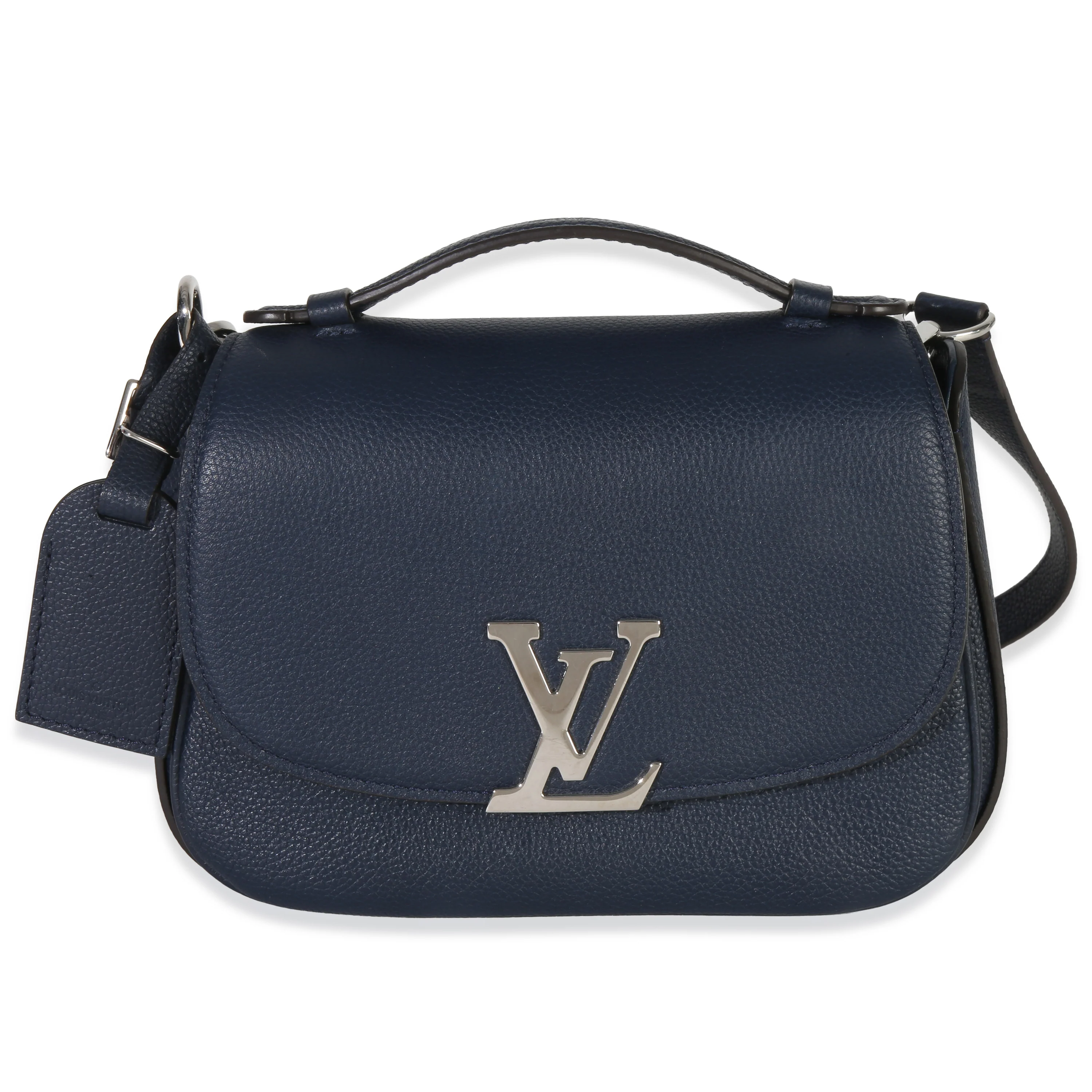 Navy Grained Calfskin Neo Vivienne Shoulder Bag