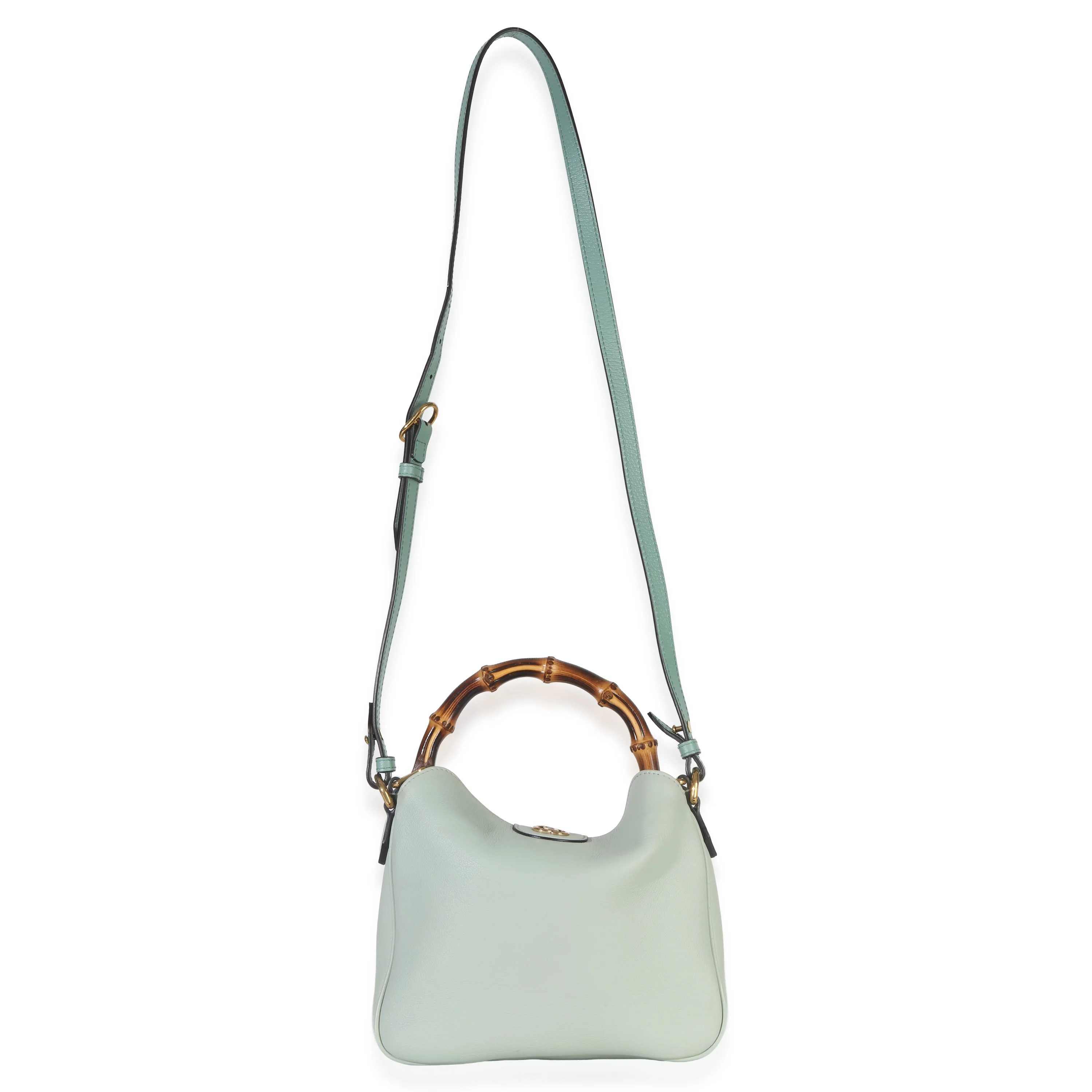 Mint Green Calfskin Bamboo Small Diana Shoulder Bag - Image 9