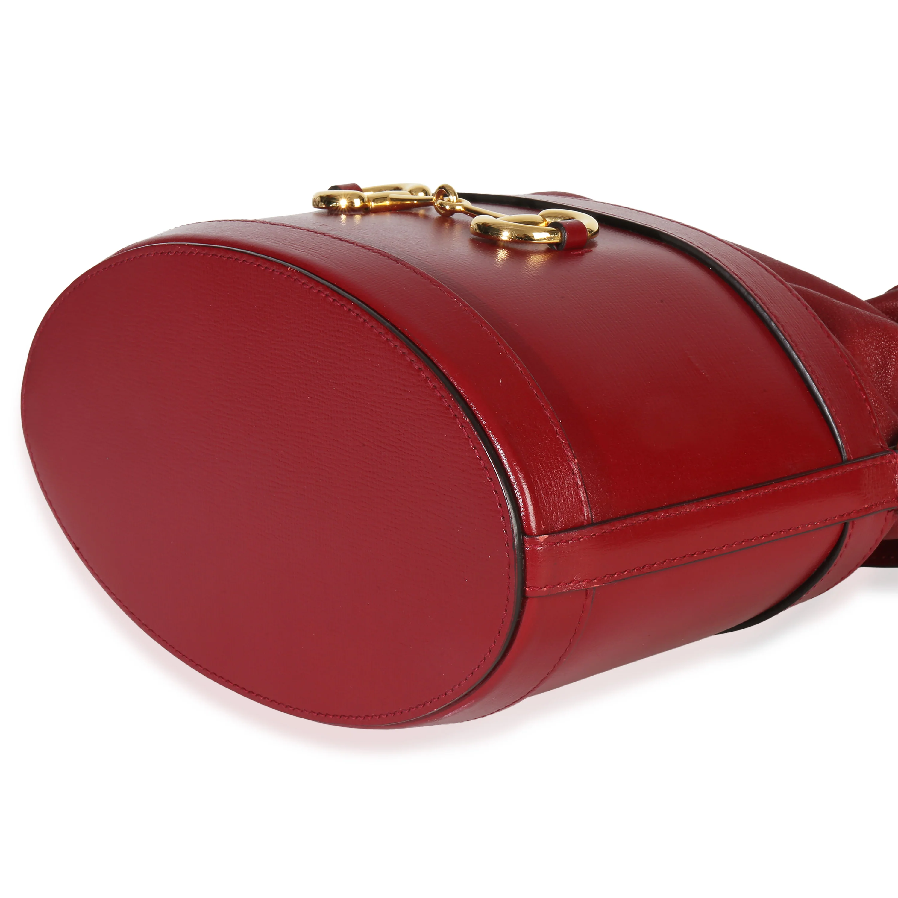 Red Calfskin Horsebit 1955 Drawstring Bucket Bag - Image 7