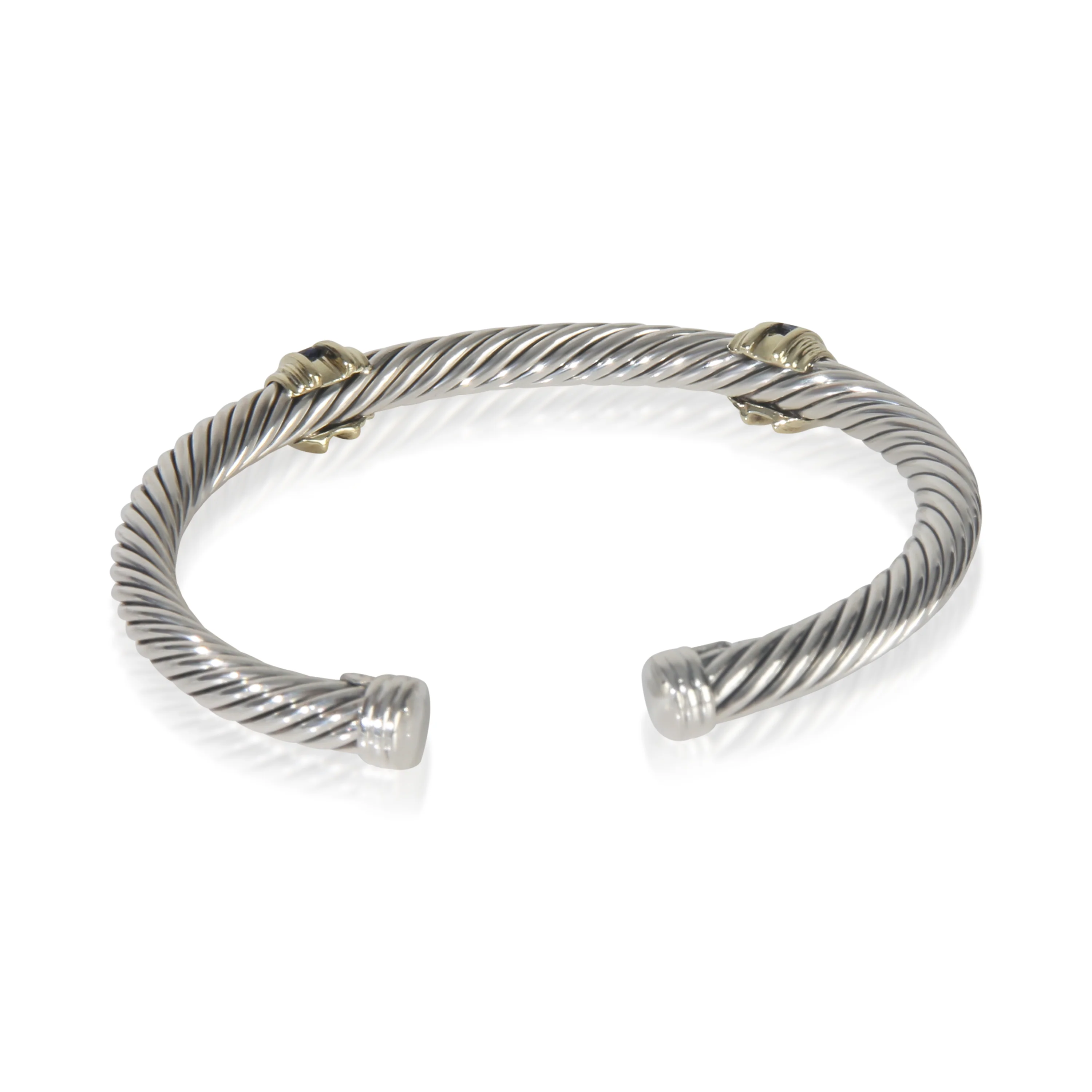 Yellow Gold & Sterling Silver Sapphire Renaissance Station Bracelet - Image 3