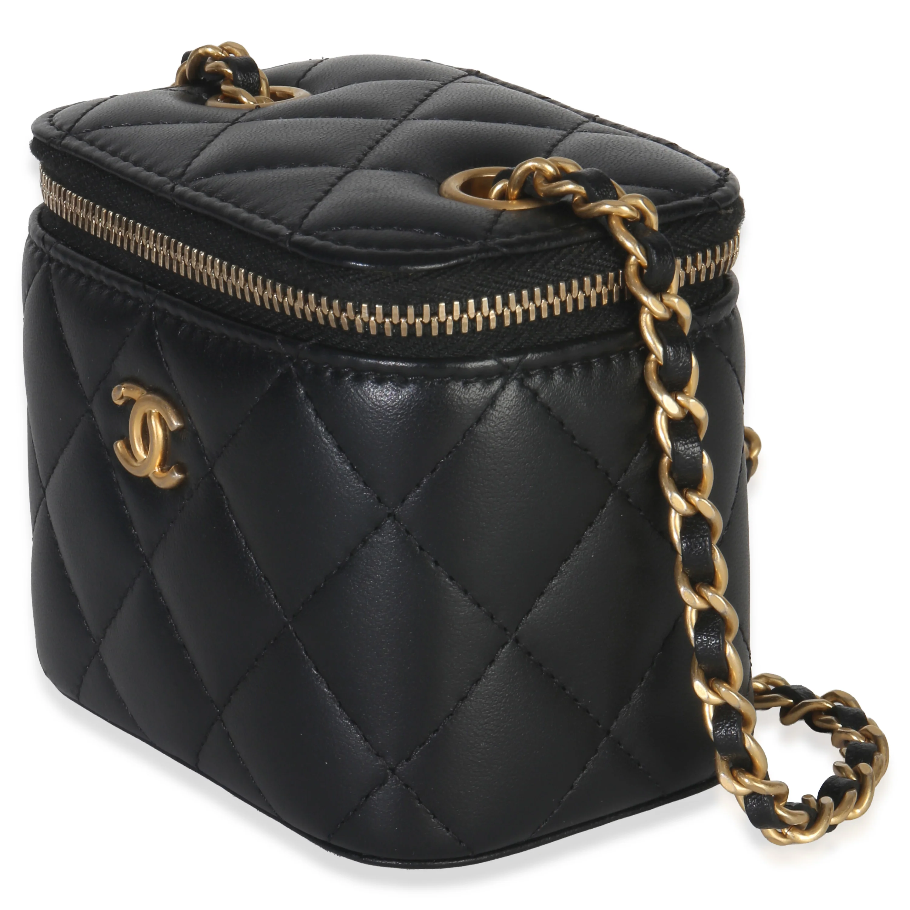 Black Quilted Lambskin Mini Pearl Crush Vanity Case - Image 2