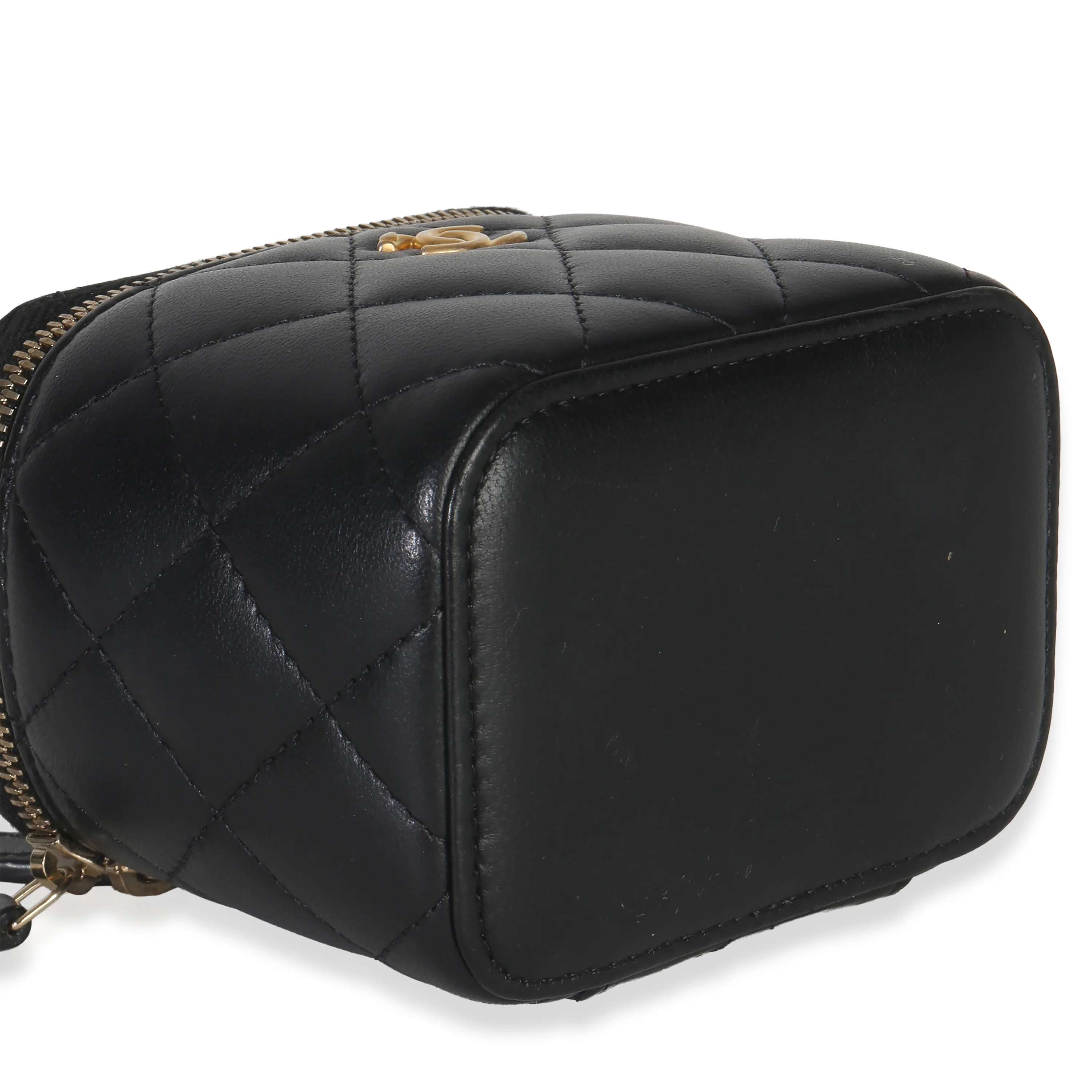 Black Quilted Lambskin Mini Pearl Crush Vanity Case - Image 6