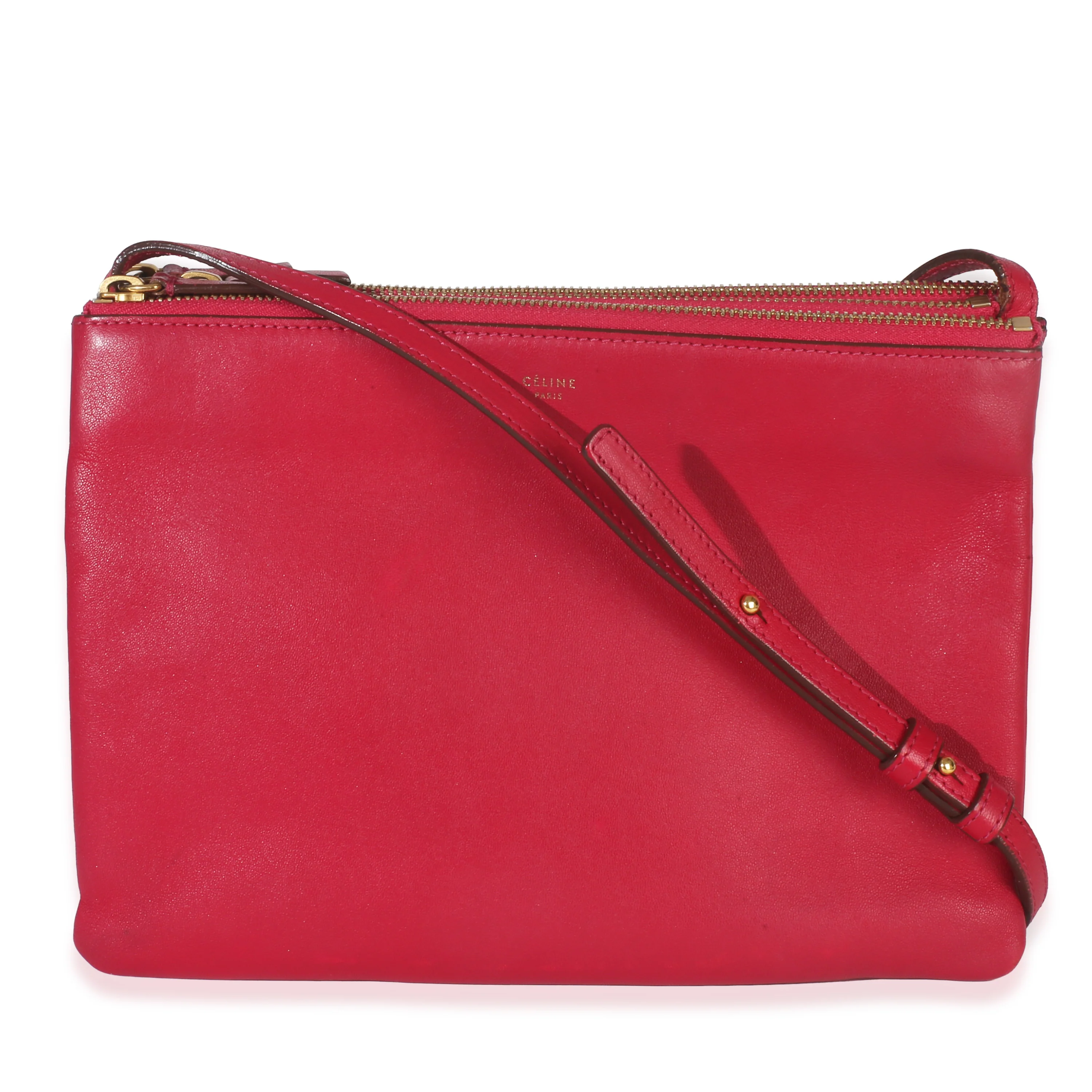 Fuschia Lambskin Large Trio Crossbody