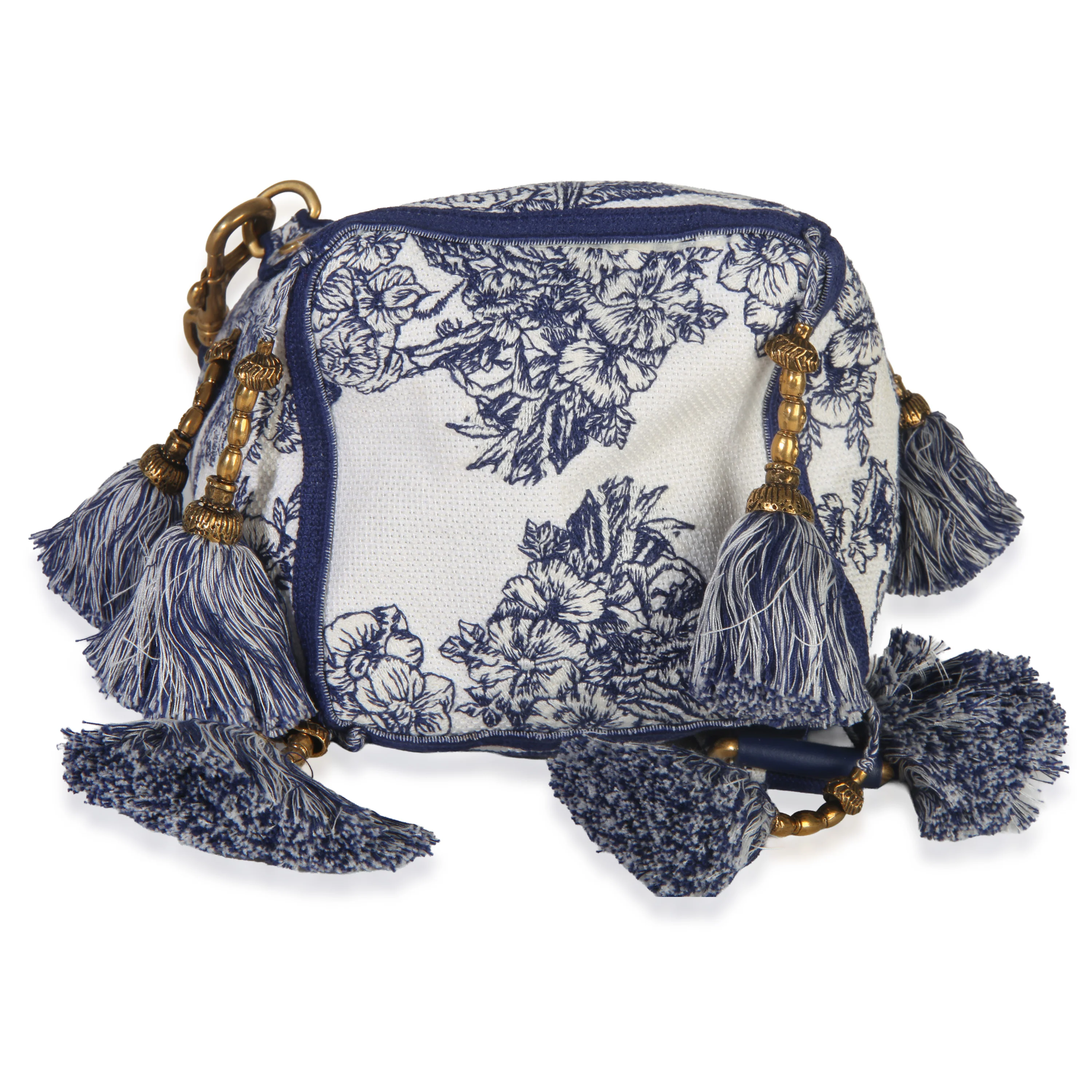 Blue Toile de Jouy Embroidery D-Bubble Bucket Bag - Image 4