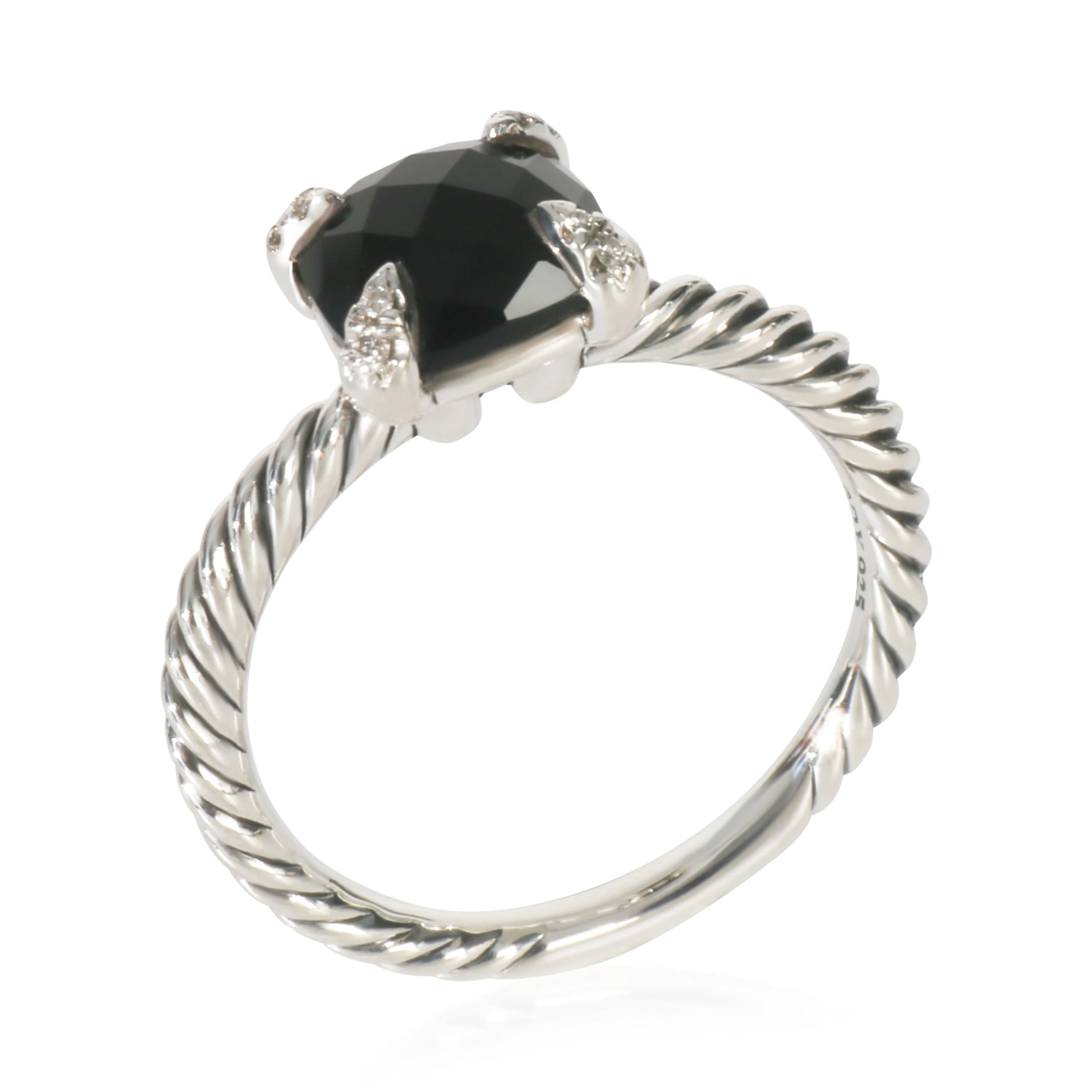 Sterling Silver Onyx and Diamond Chatelaine Ring - Image 6