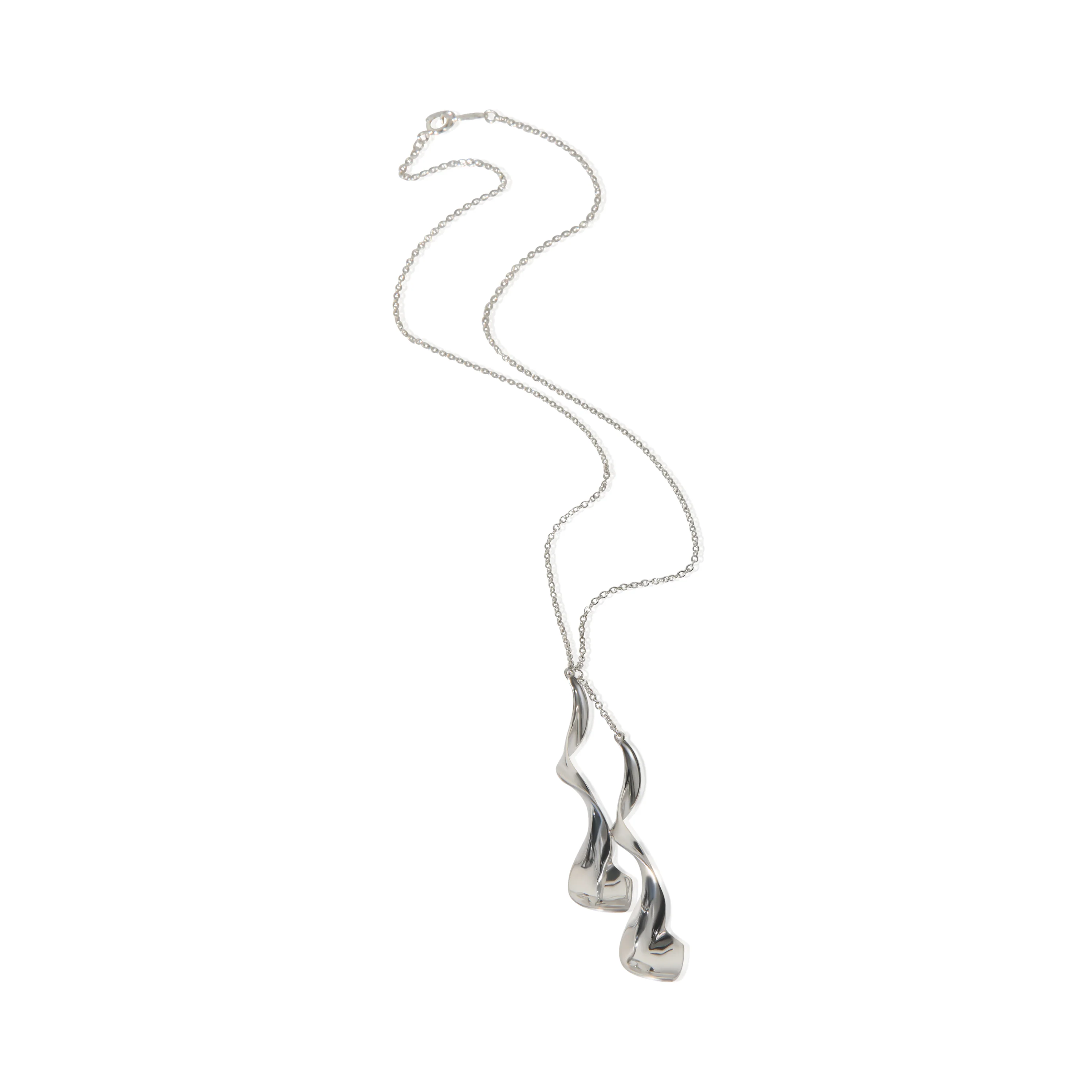 Sterling Silver Frank Gehry Double Orchid Necklace - Image 3