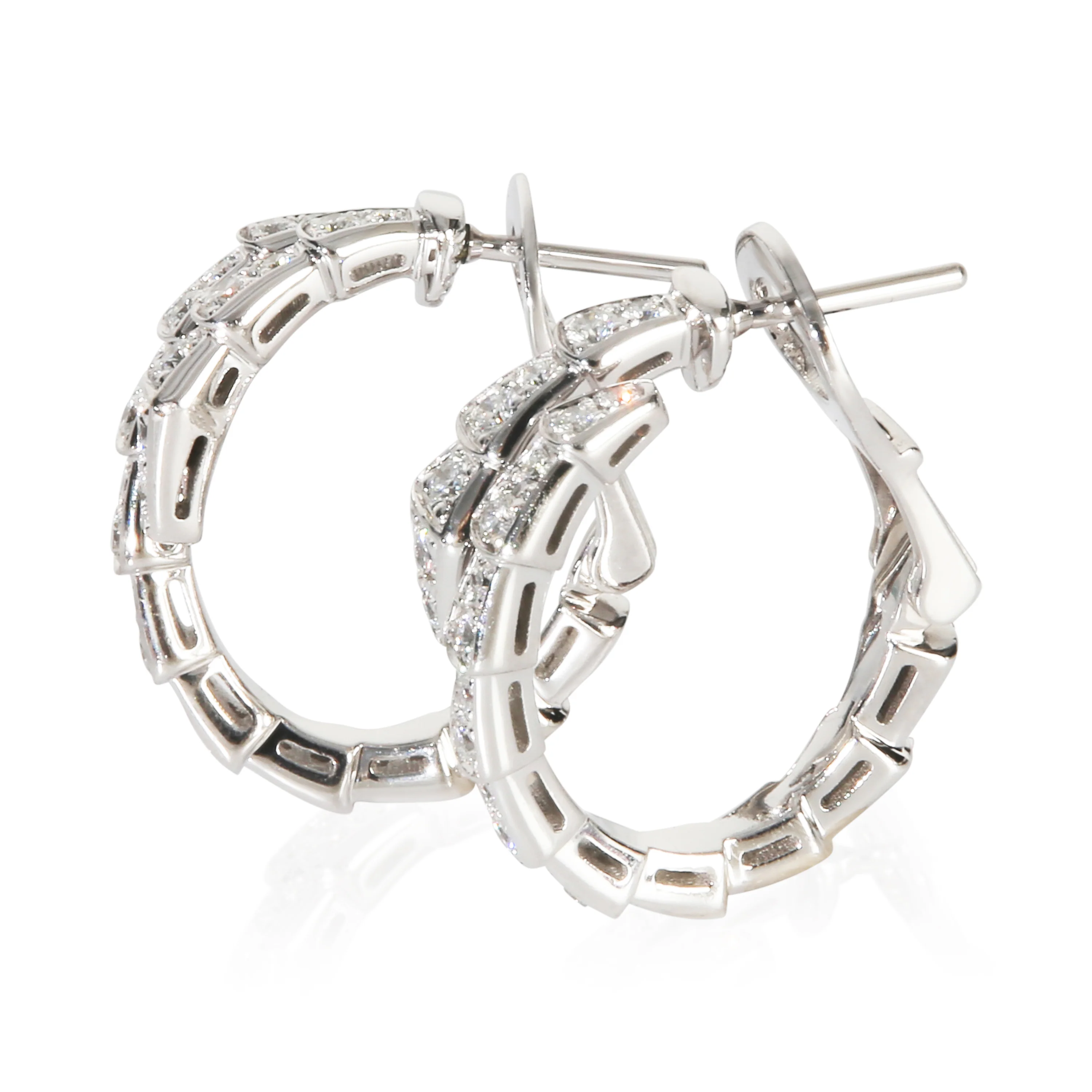 White Gold Diamond Serpenti Viper Earrings - Image 3