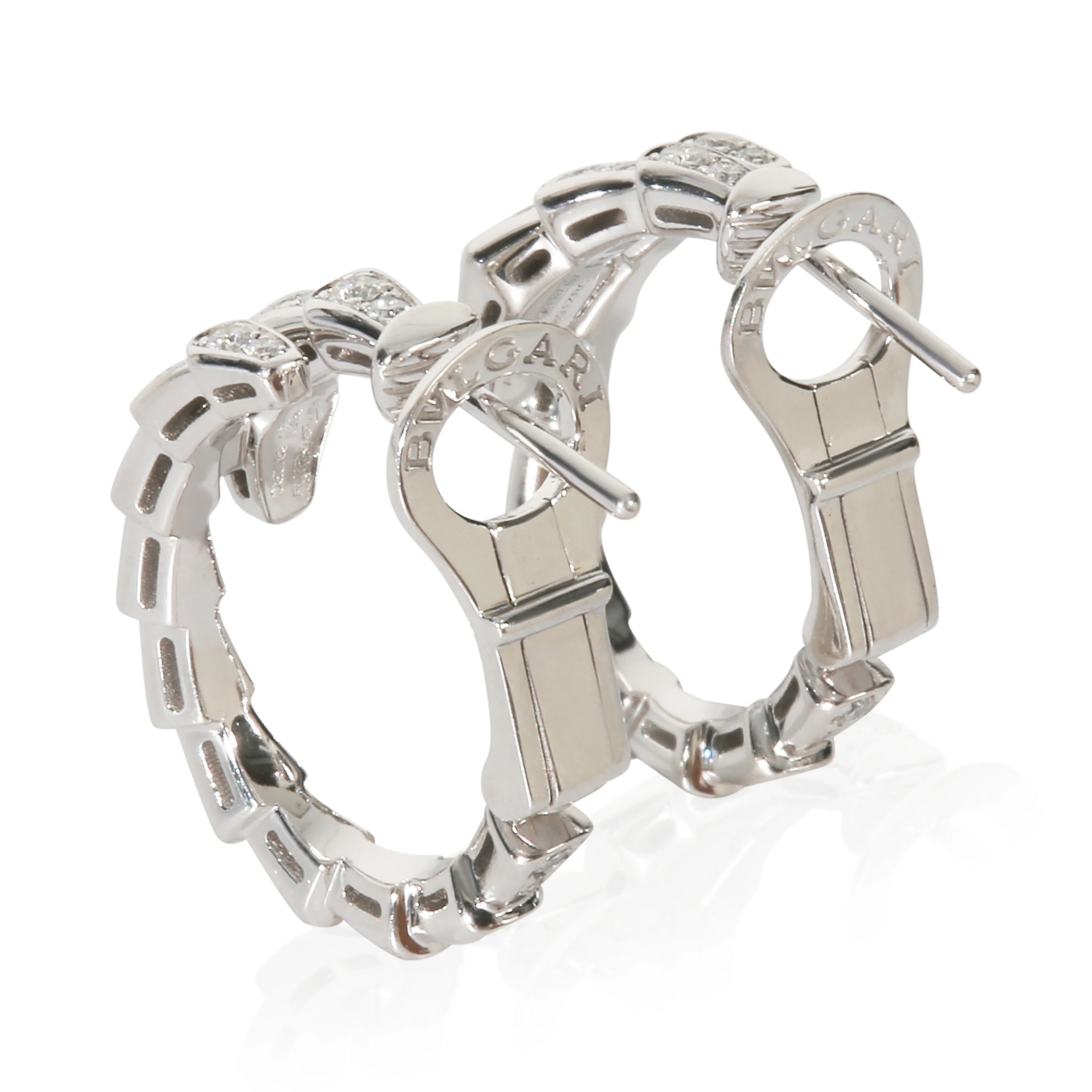 White Gold Diamond Serpenti Viper Earrings - Image 6