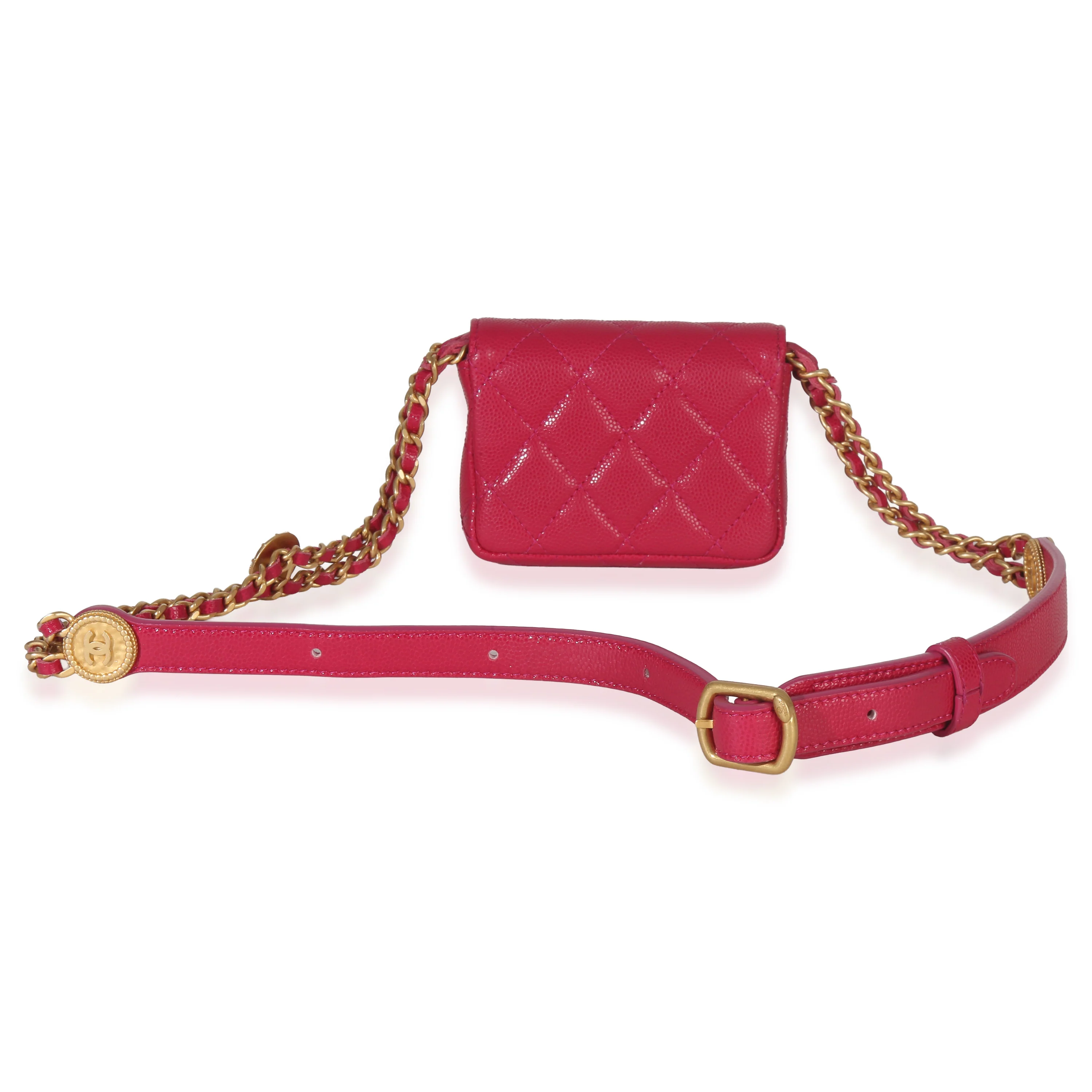 Pink Quilted Caviar Twist Your Buttons Belt Bag - Image 4
