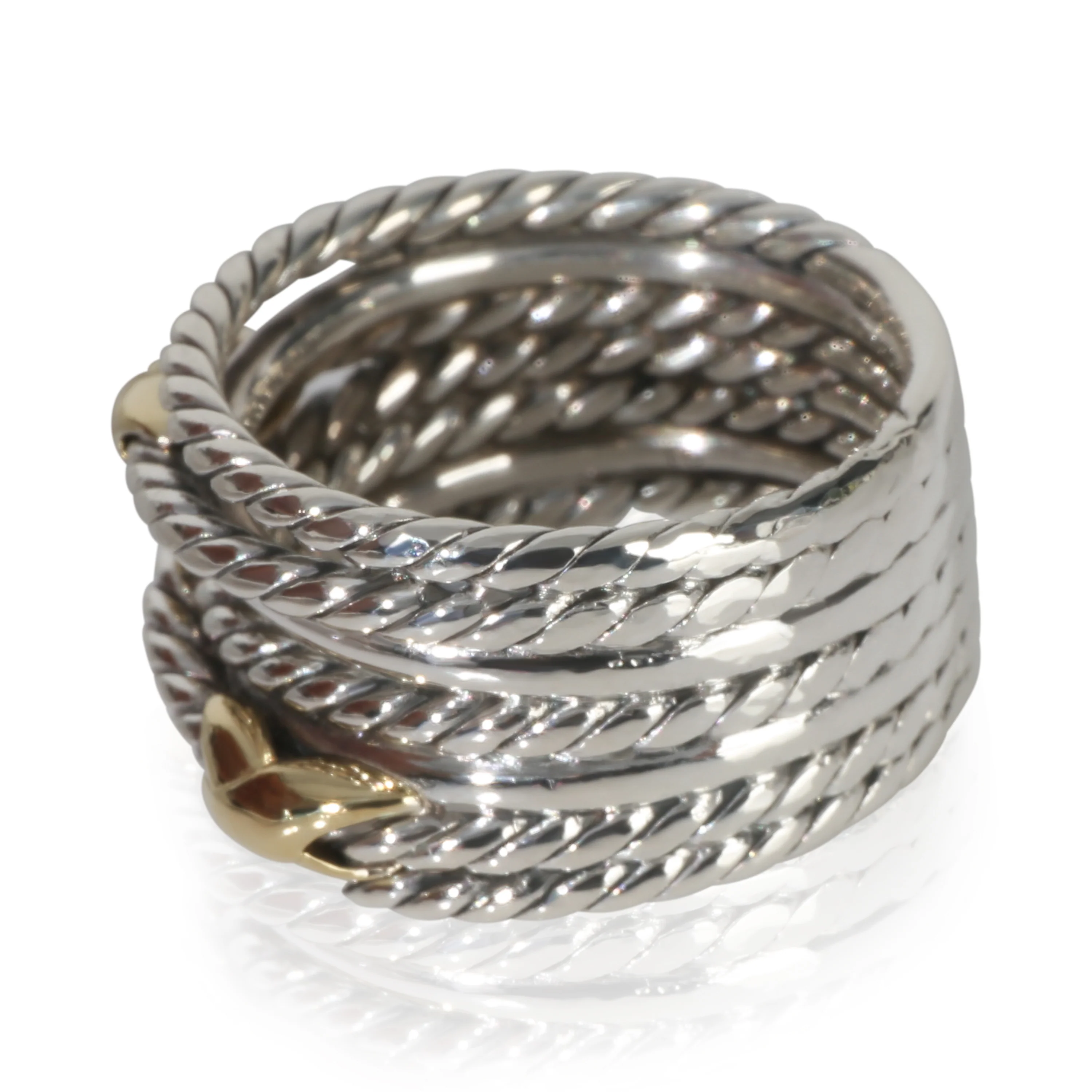Yellow Gold & Sterling Silver  Double X Crossover Ring - Image 2
