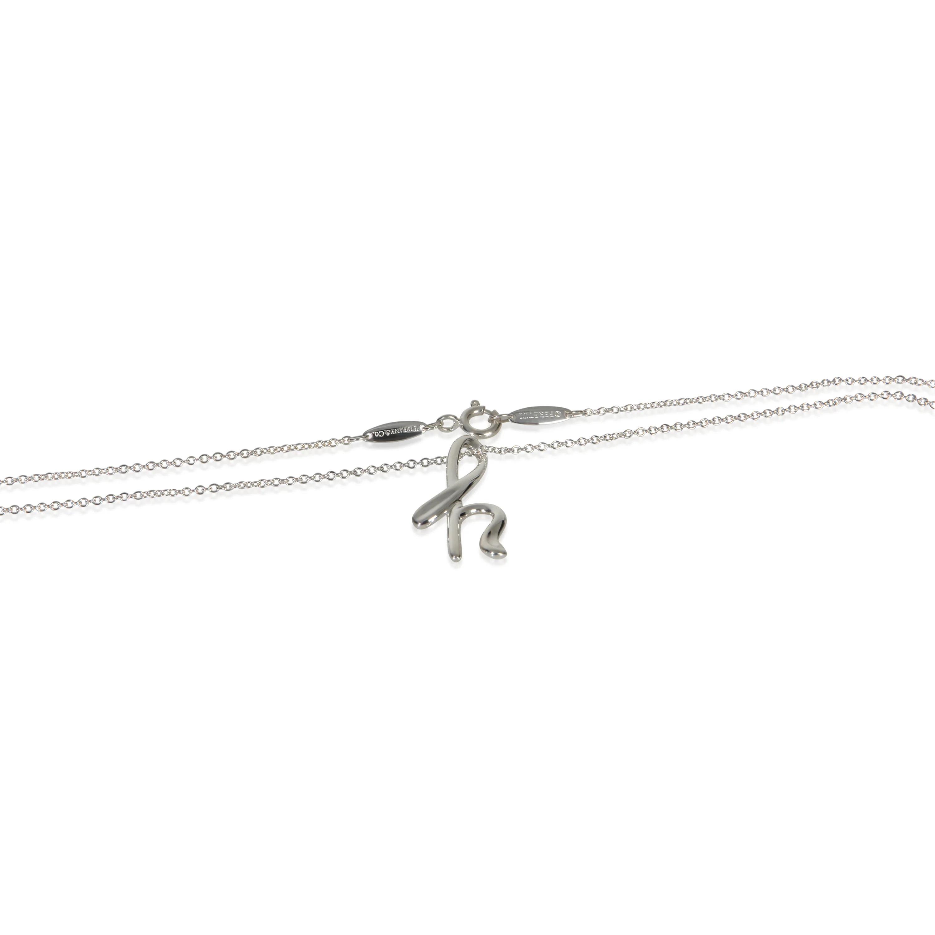 Sterling Silver Elsa Peretti Small Alphabet H Pendant - Image 2