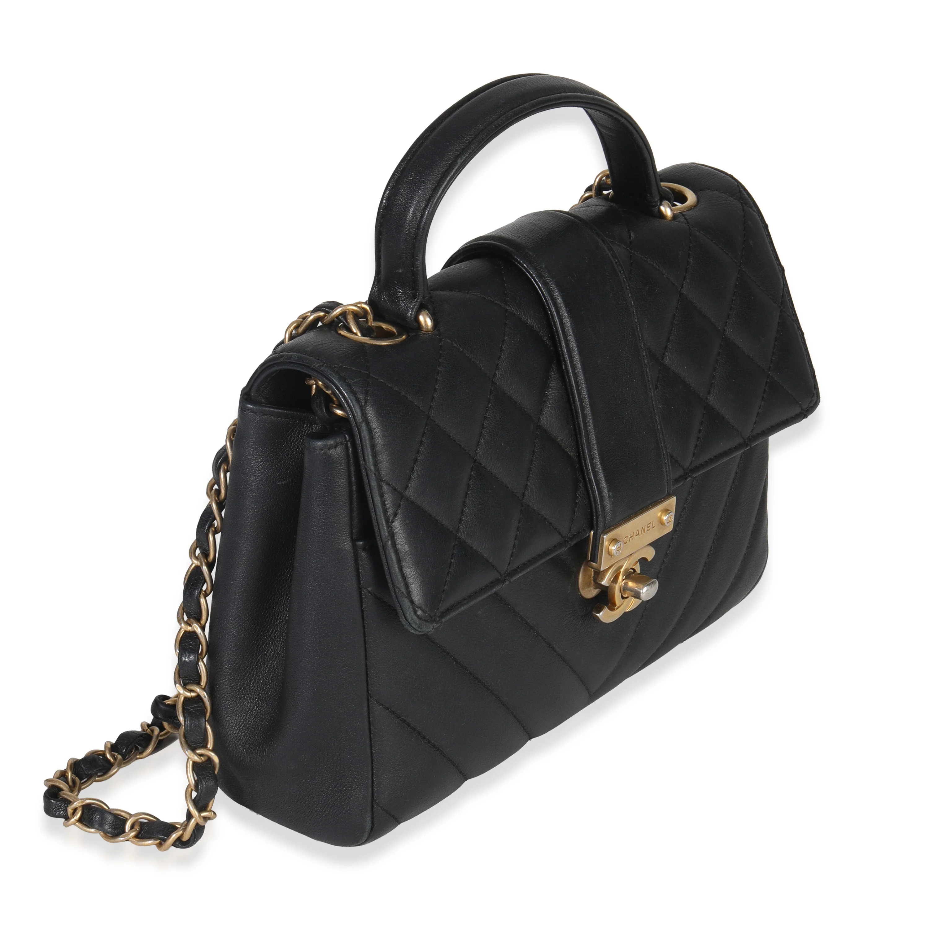 Black Calfskin Chevron Small In The City Bag - Image 4