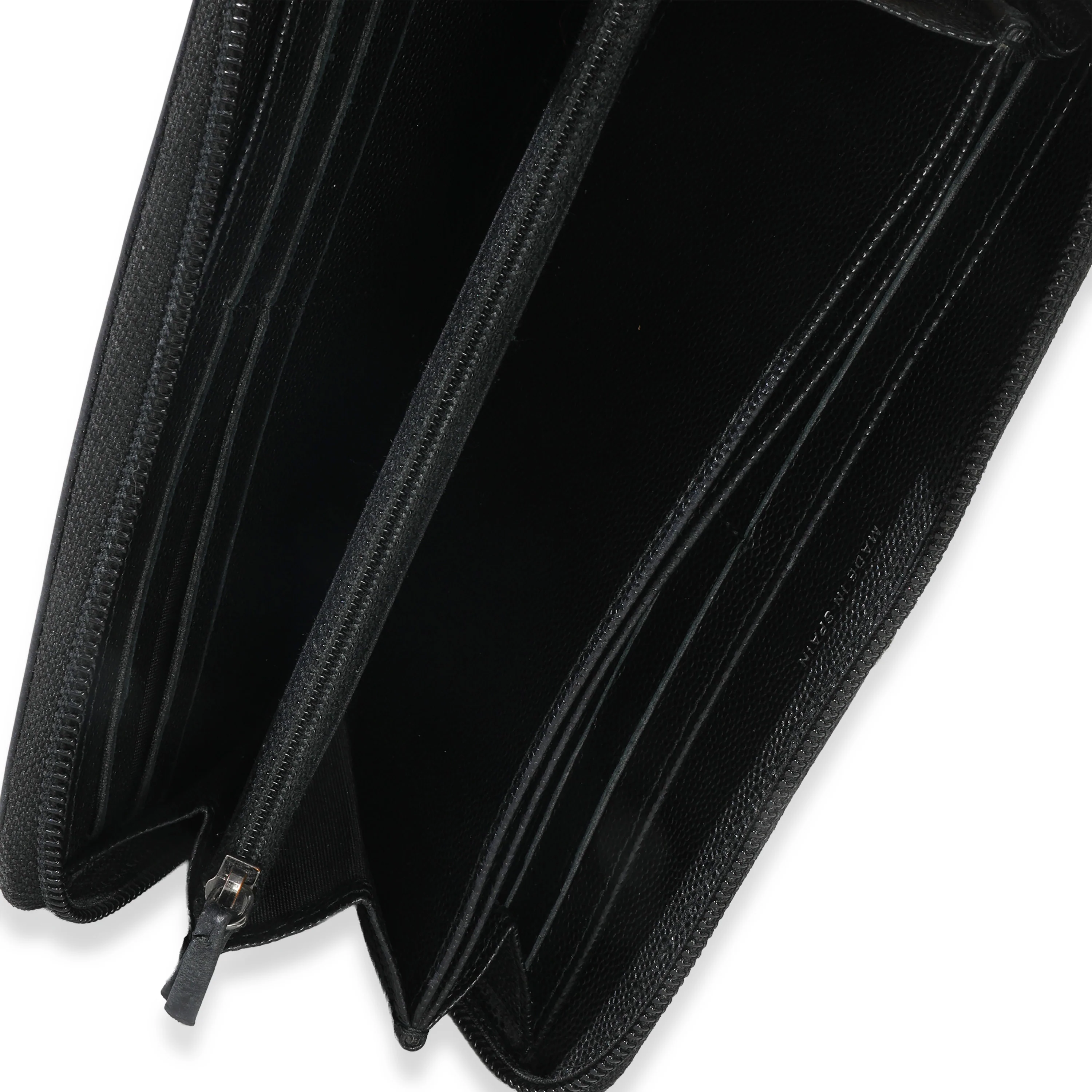 Black Quilted Caviar Zip Around Boy Long Wallet - Image 8