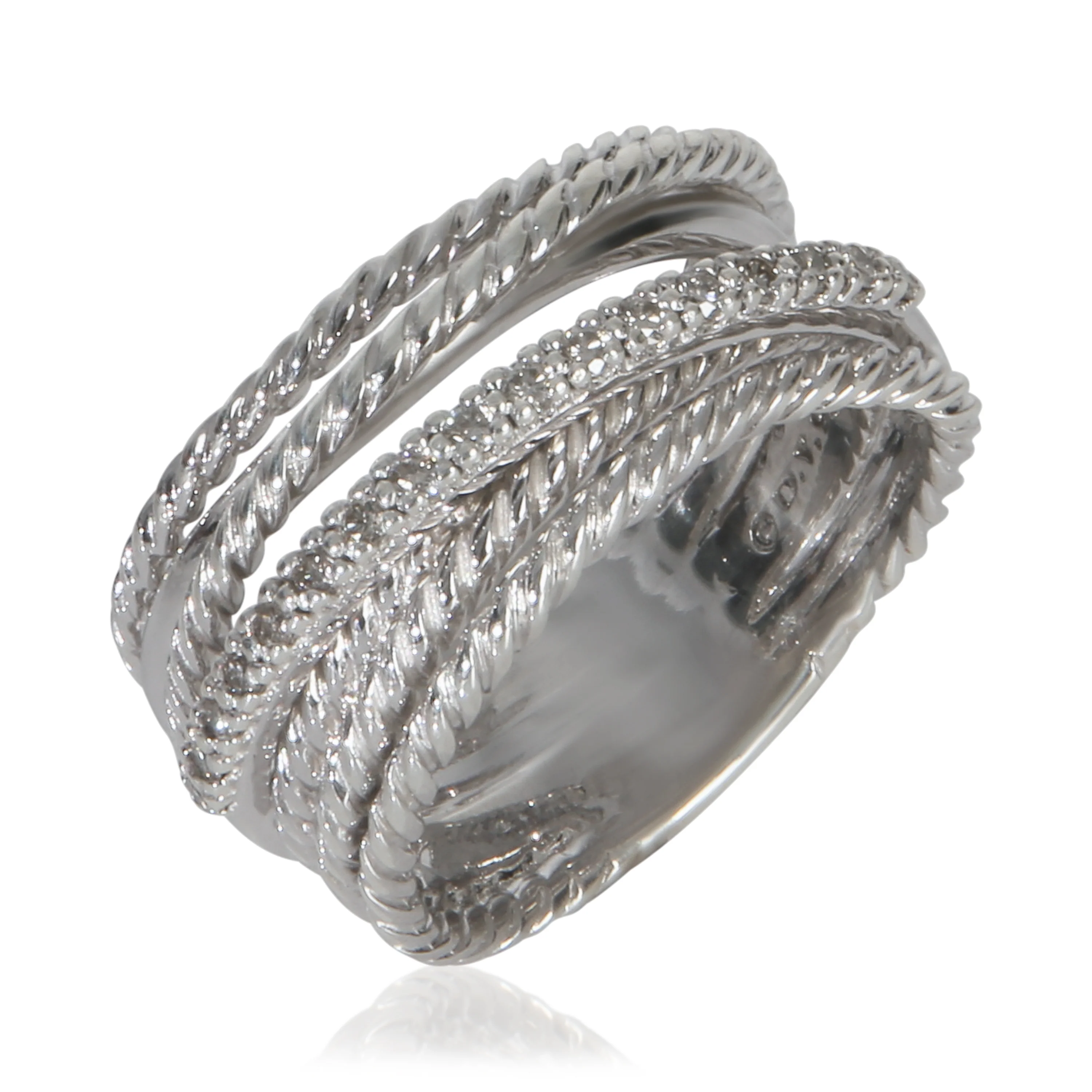 Sterling Silver Diamond Crossover Ring - Image 3