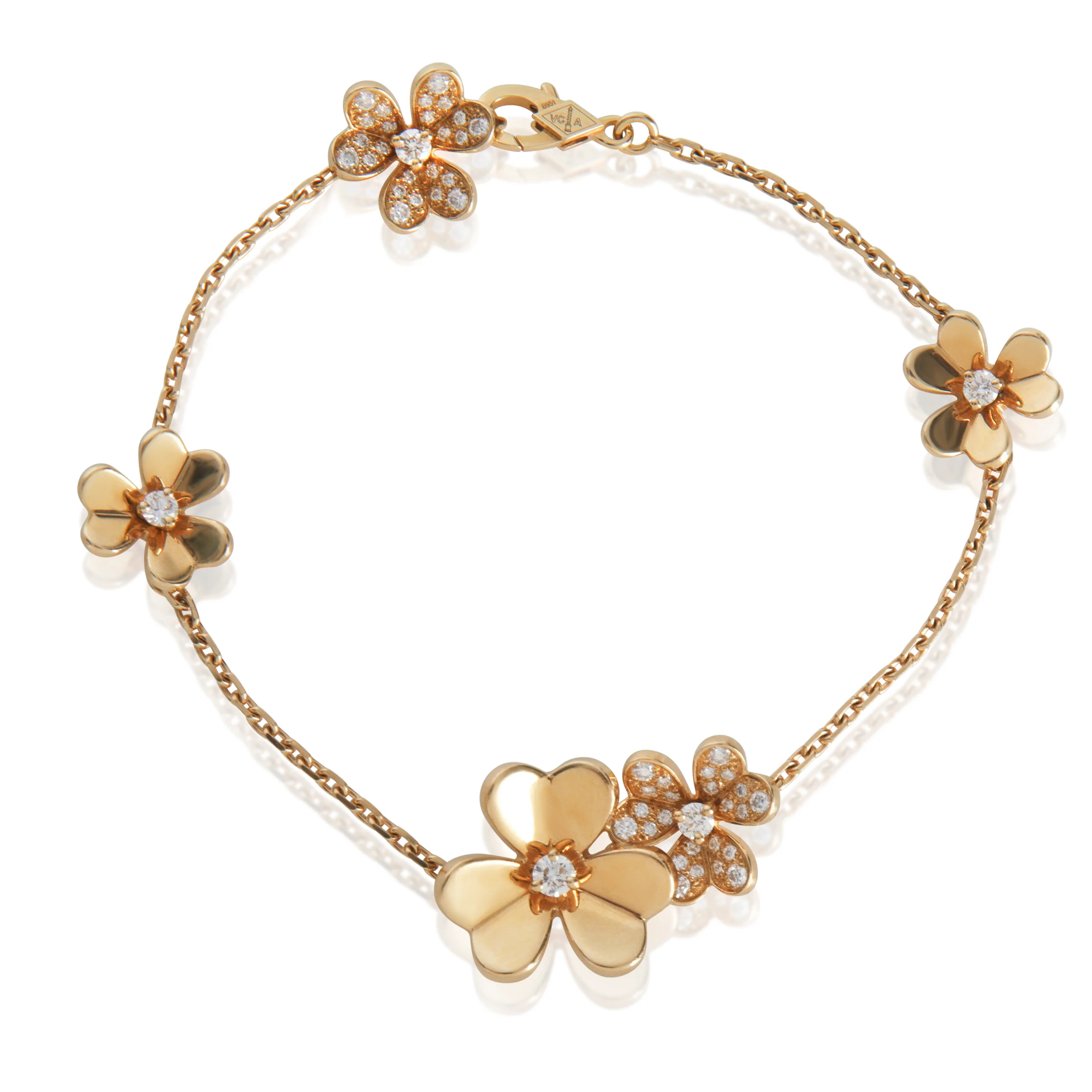 Yellow Gold Diamond Frivole 5 Flower Bracelet