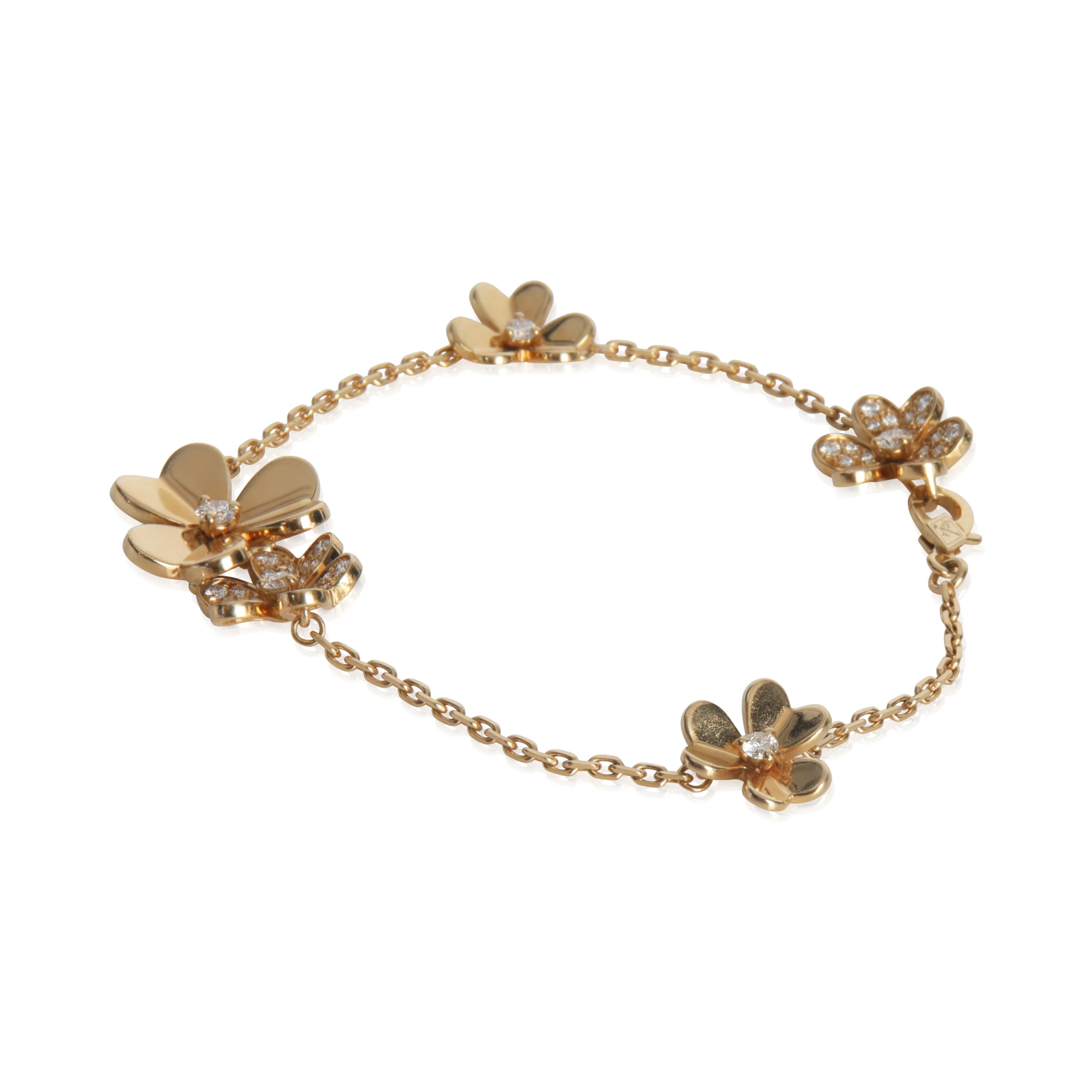 Yellow Gold Diamond Frivole 5 Flower Bracelet - Image 2