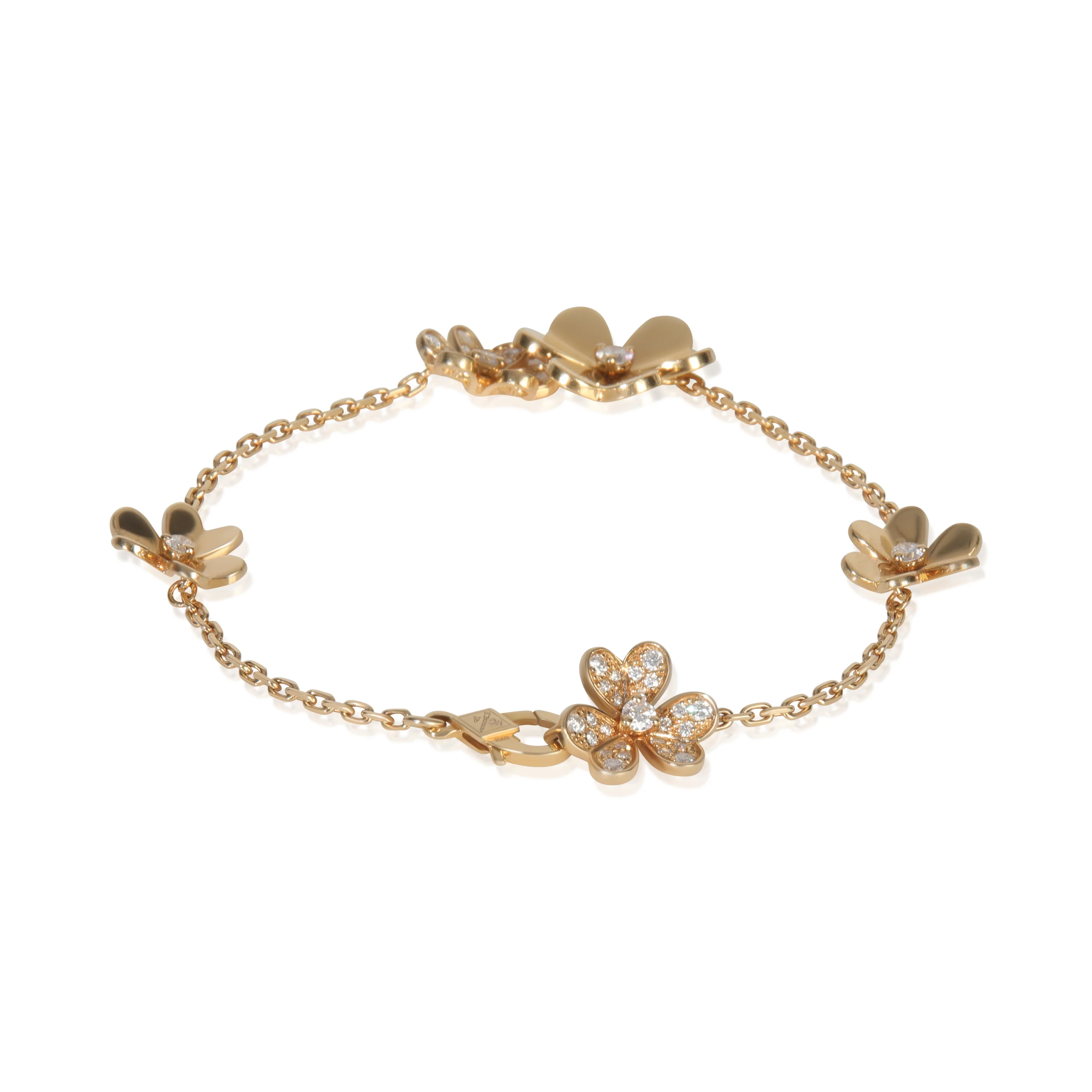Yellow Gold Diamond Frivole 5 Flower Bracelet - Image 3