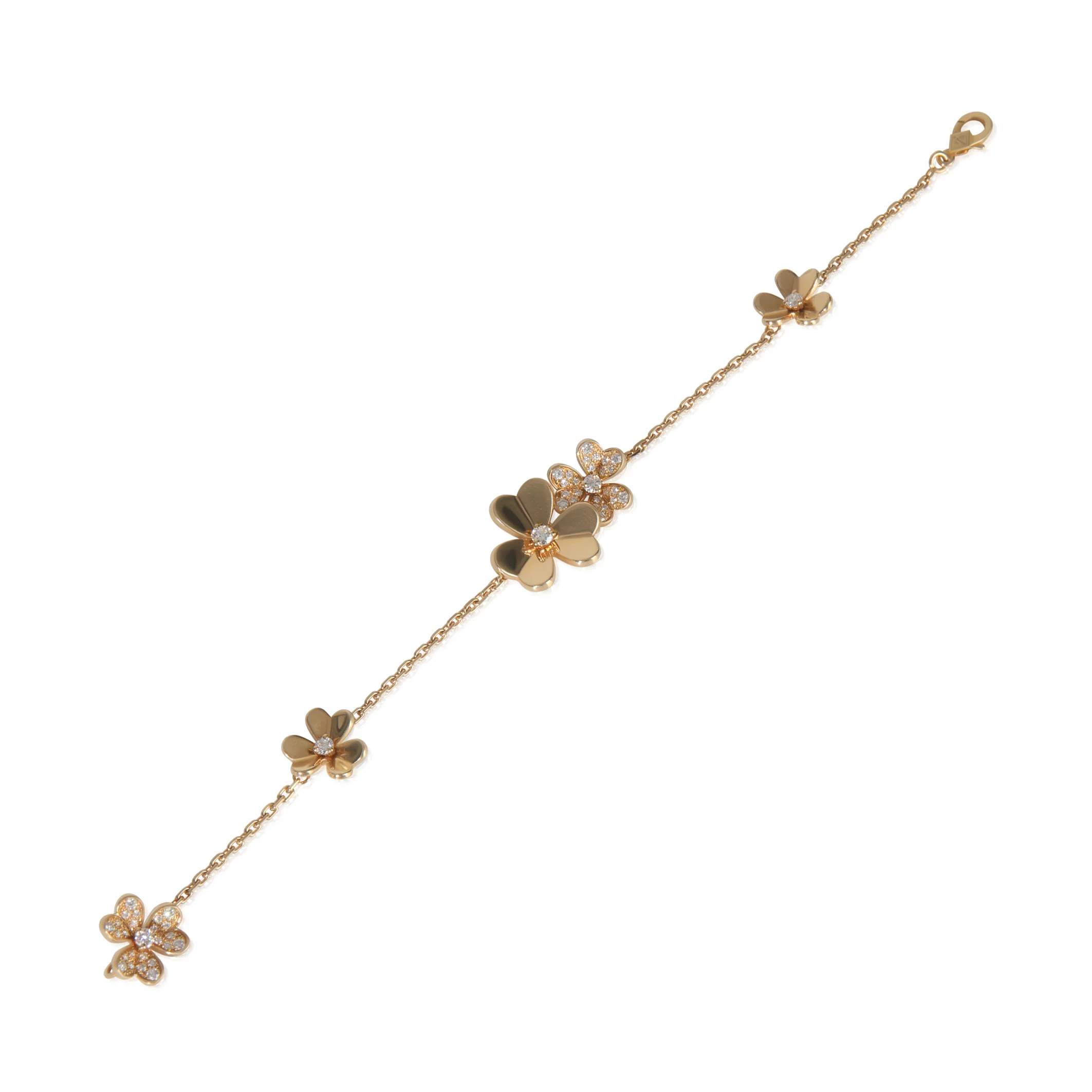Yellow Gold Diamond Frivole 5 Flower Bracelet - Image 4
