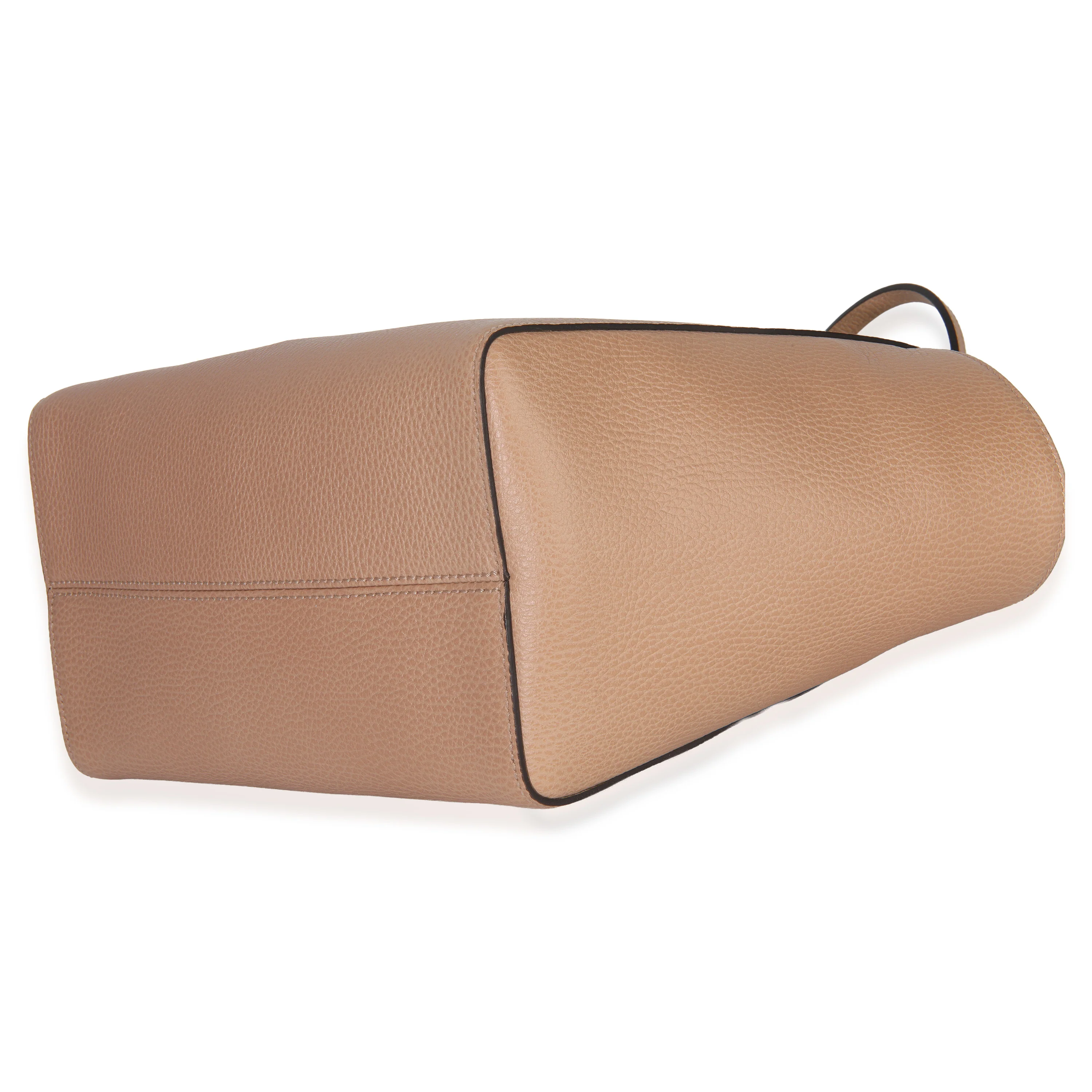 Beige Blue Dollar Calfskin Swing Tote Bag - Image 7