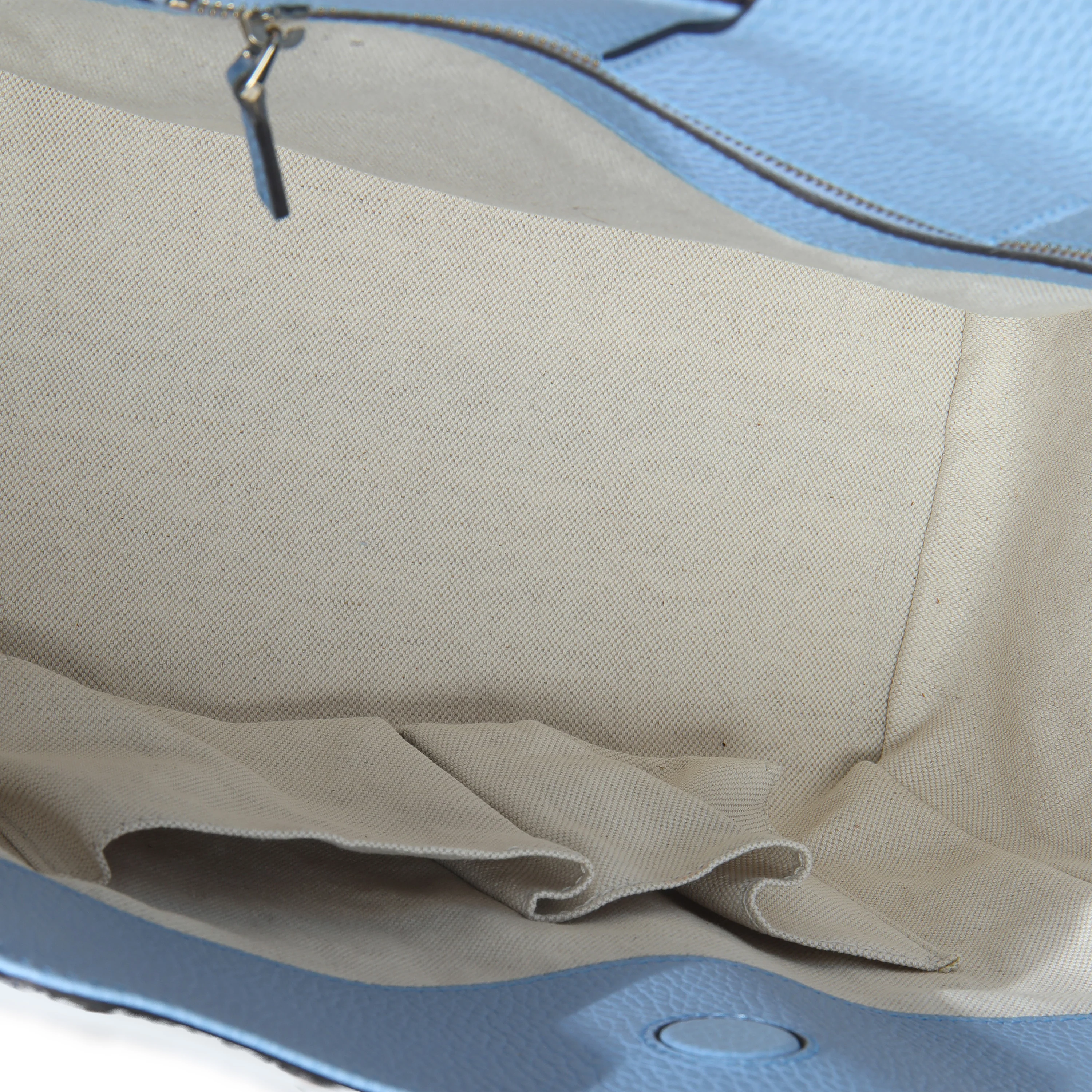 Beige Blue Dollar Calfskin Swing Tote Bag - Image 8