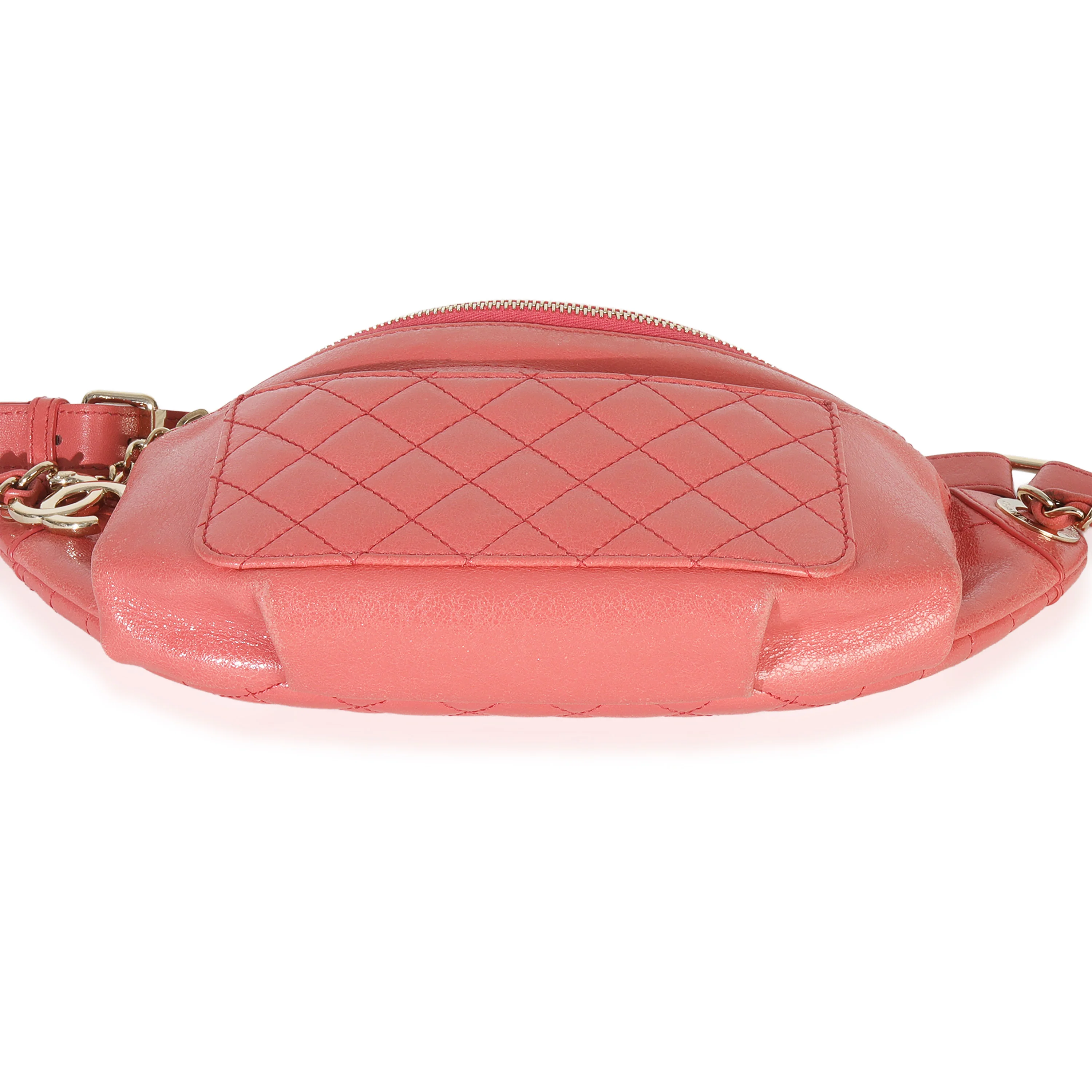Pink Shiny Crumpled Quilted Calfskin Bi Classic Waist Bag - Image 5