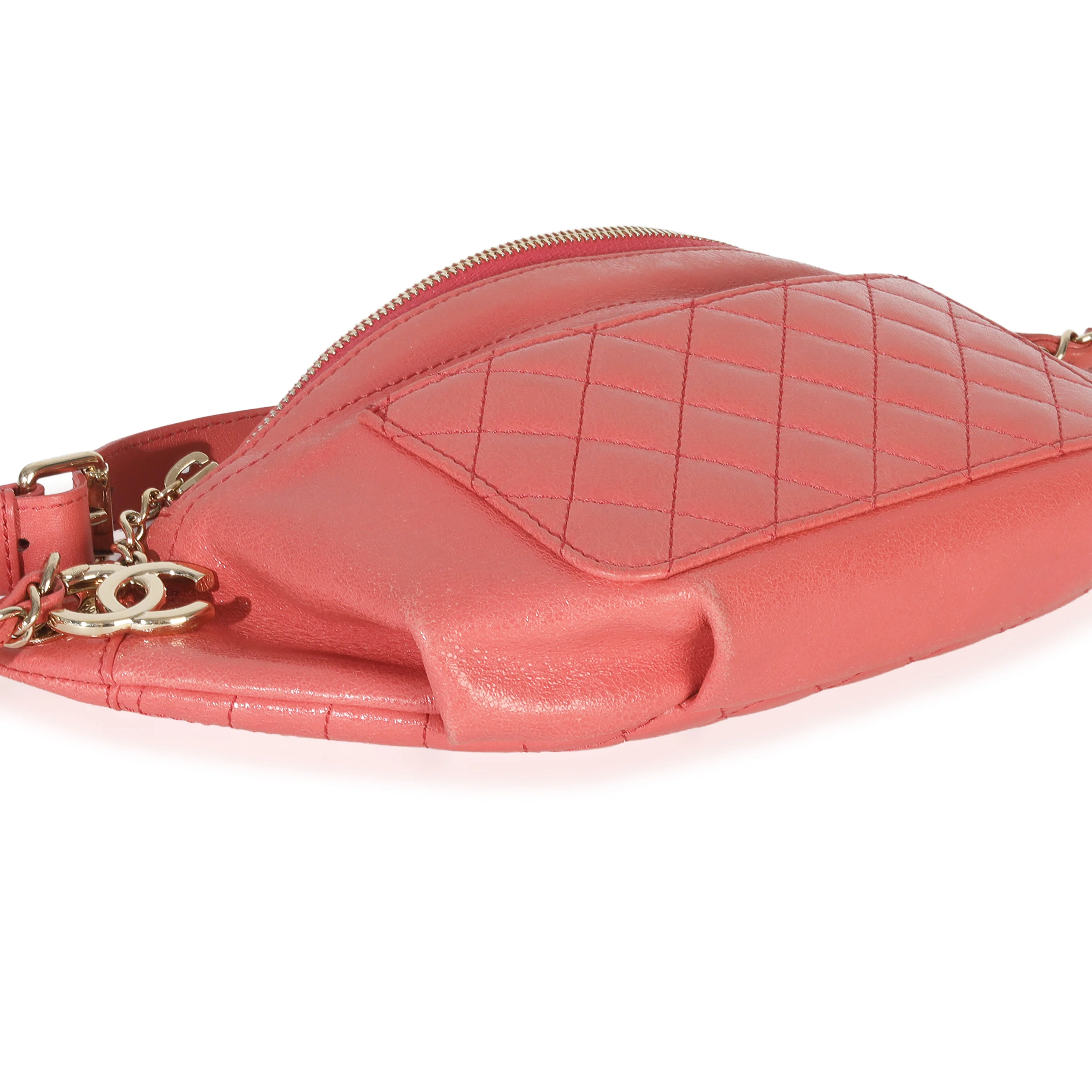 Pink Shiny Crumpled Quilted Calfskin Bi Classic Waist Bag - Image 6